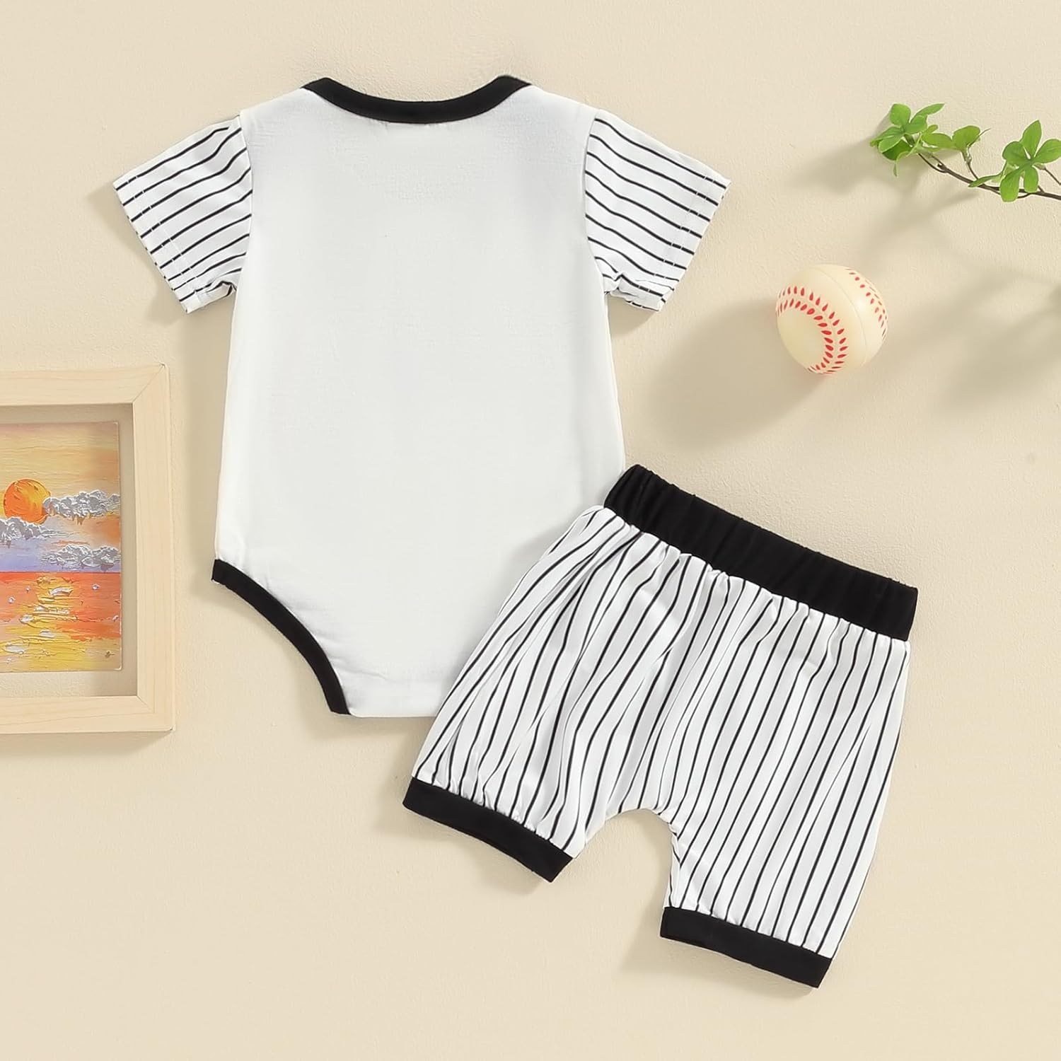 Baby Boy Baseball Outfit - Lightweight Romper Shorts Set for Summer