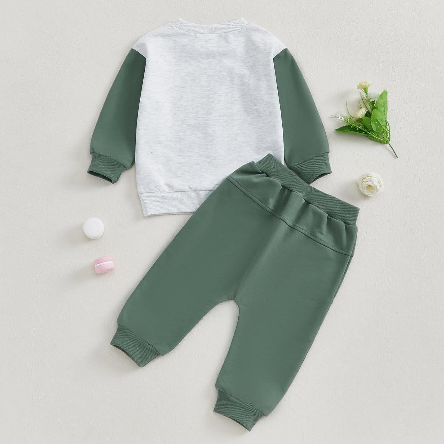 Cute Fall Winter Toddler Boy Outfit Funny Letter Print Sweatshirt Pants Set