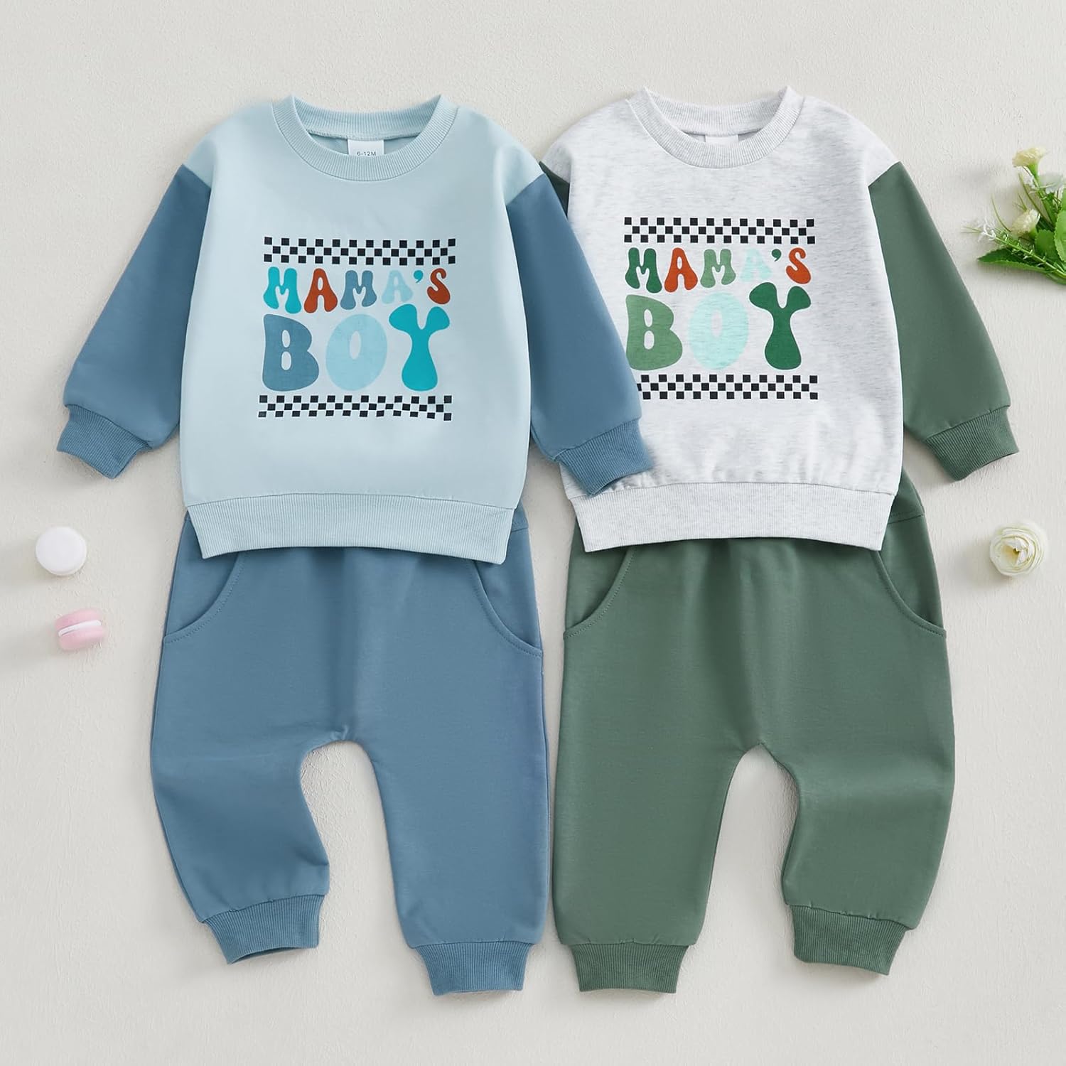 Cute Fall Winter Toddler Boy Outfit Funny Letter Print Sweatshirt Pants Set
