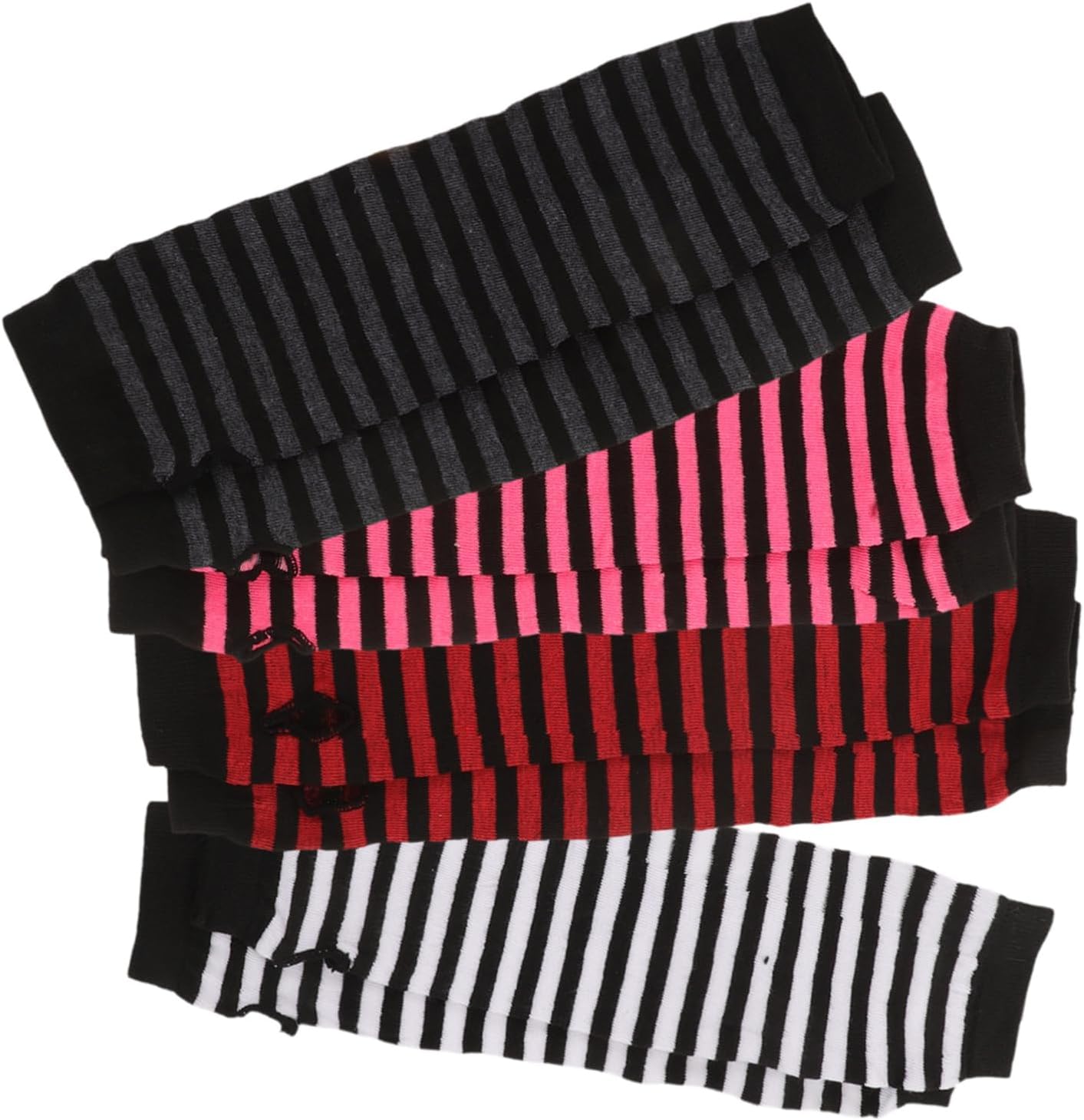 FRCOLOR Women Striped Fingerless Gloves for Winter 1