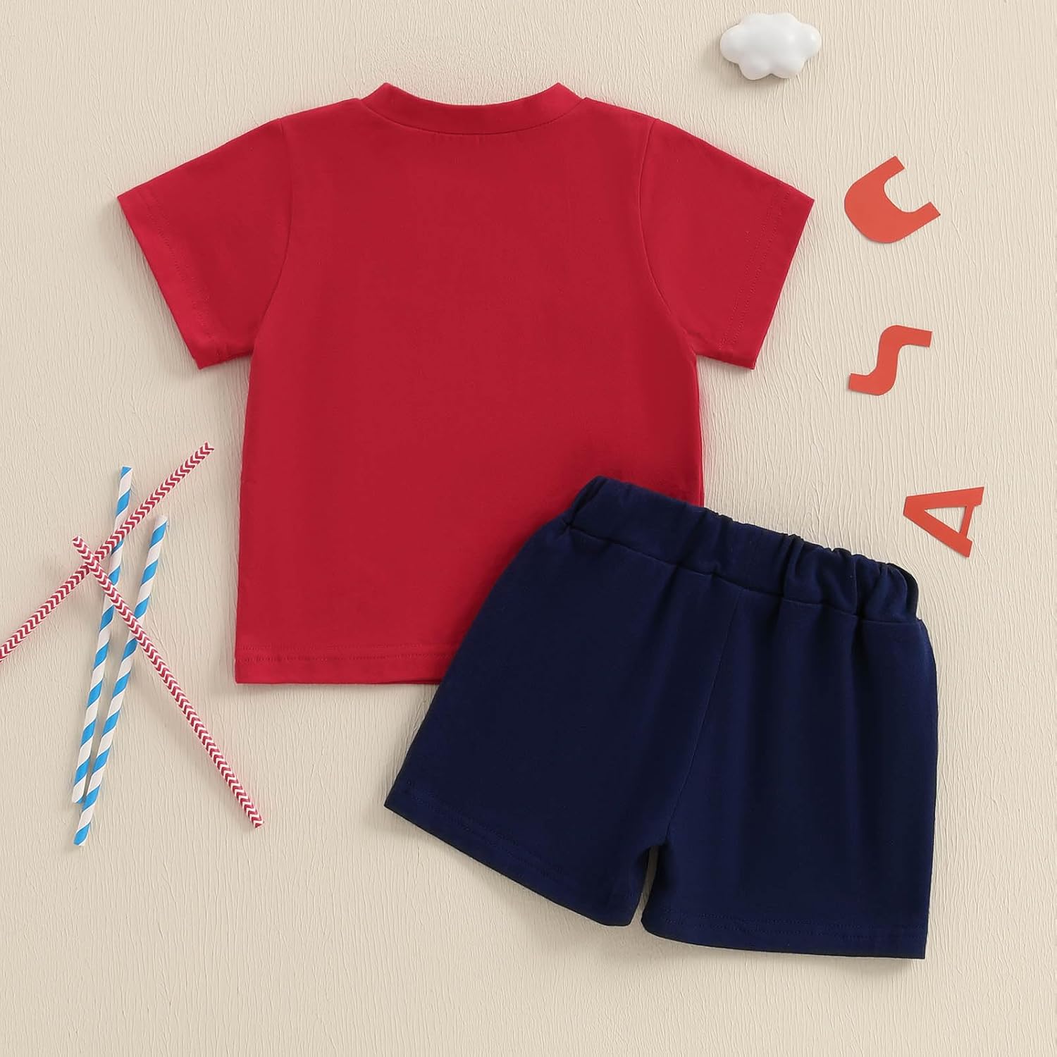 4th of July Toddler Boy Outfit Set American Flag T-Shirt Shorts
