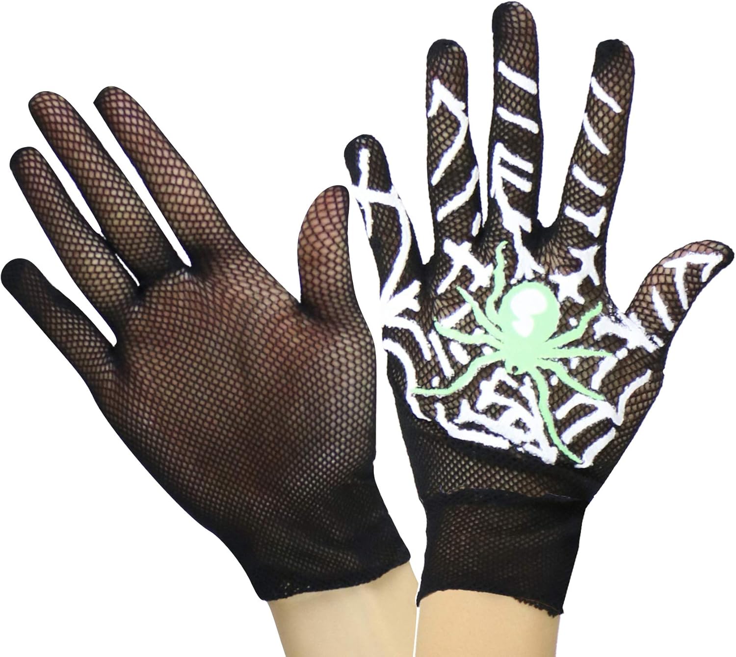 ToBeInStyle Halloween Skeleton Fishnet Gloves Spooky Comfortable