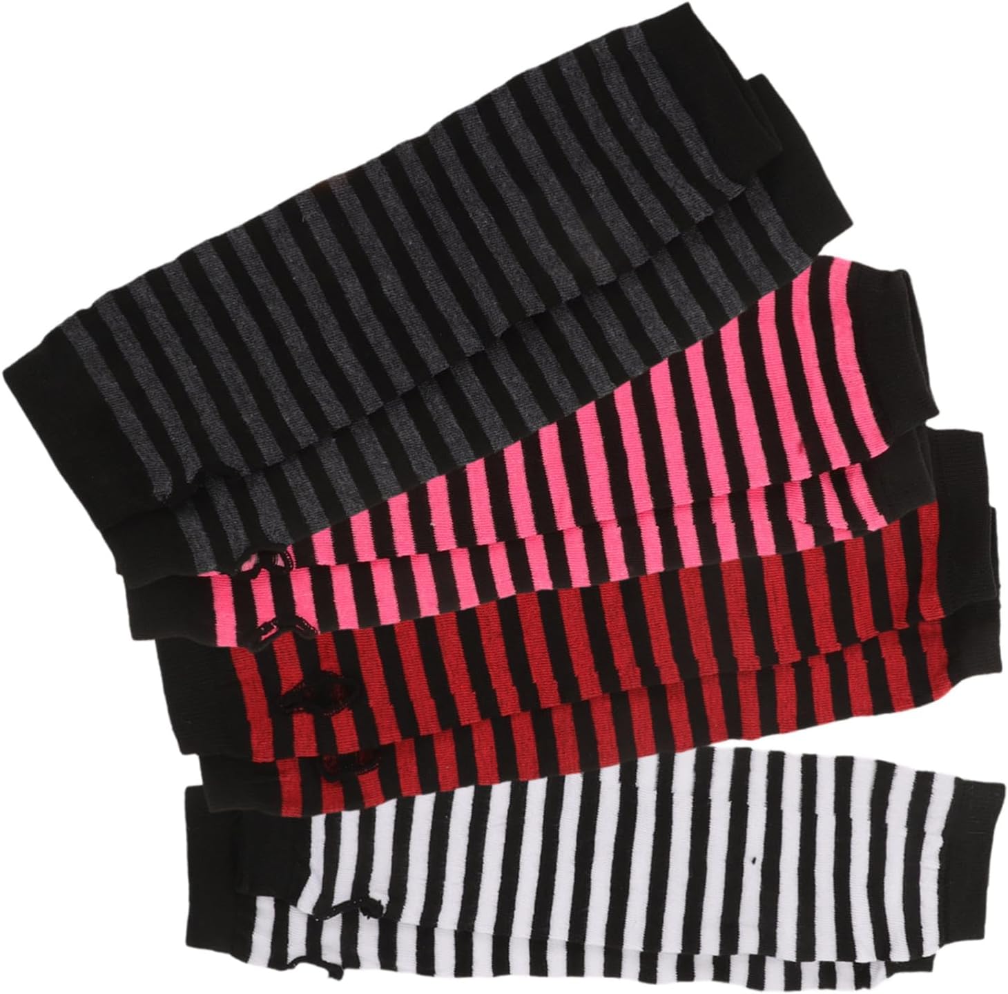 VANZACK Womens Knitted Fingerless Gloves with Striped Design