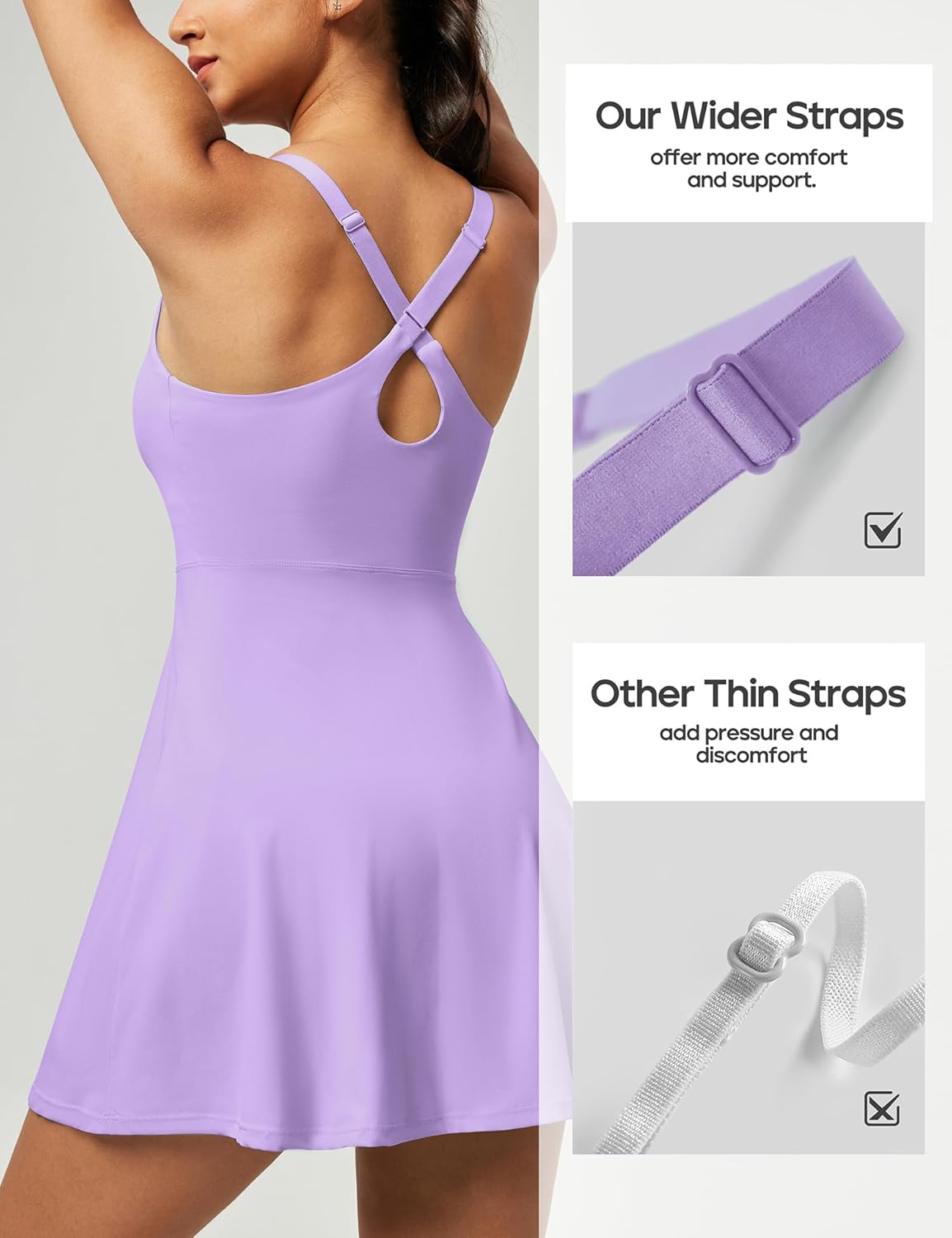 Heathyoga Womens 4-Way Stretch Tennis Dress with Shorts