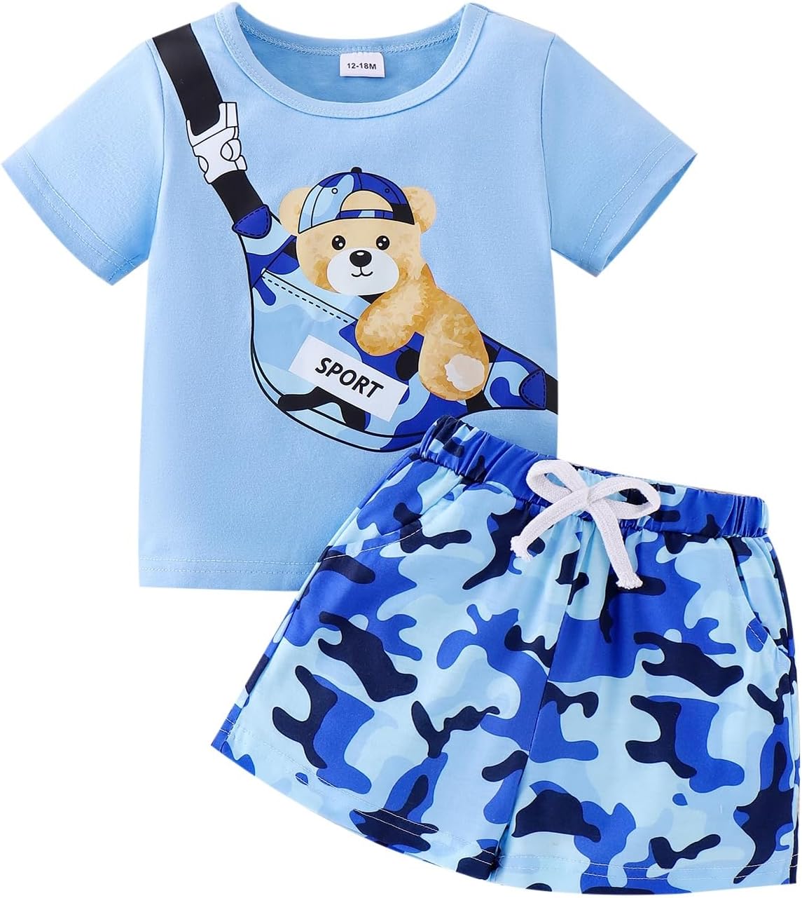 Camo Bear Style Toddler Shorts Set