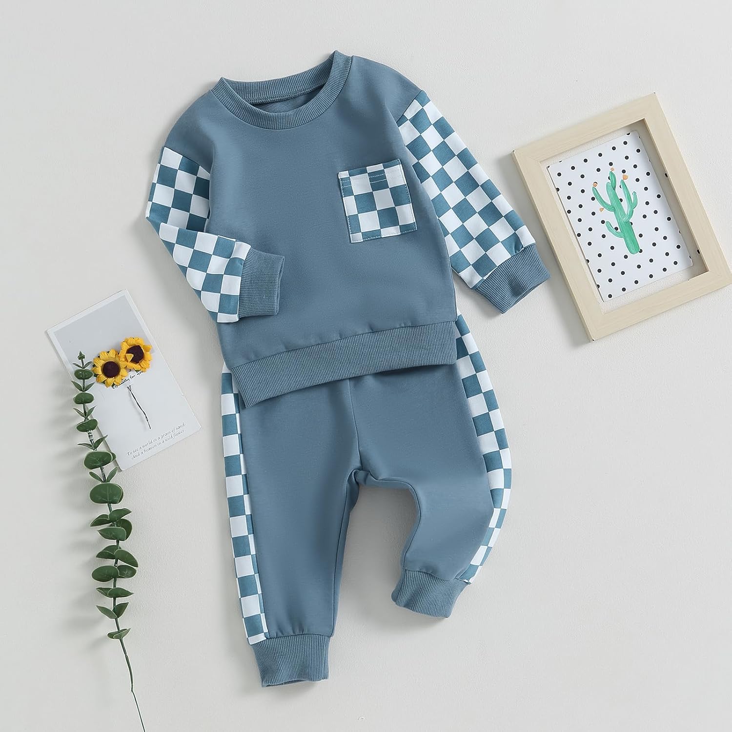 2-Piece Baby Boy Checkered Winter Outfit