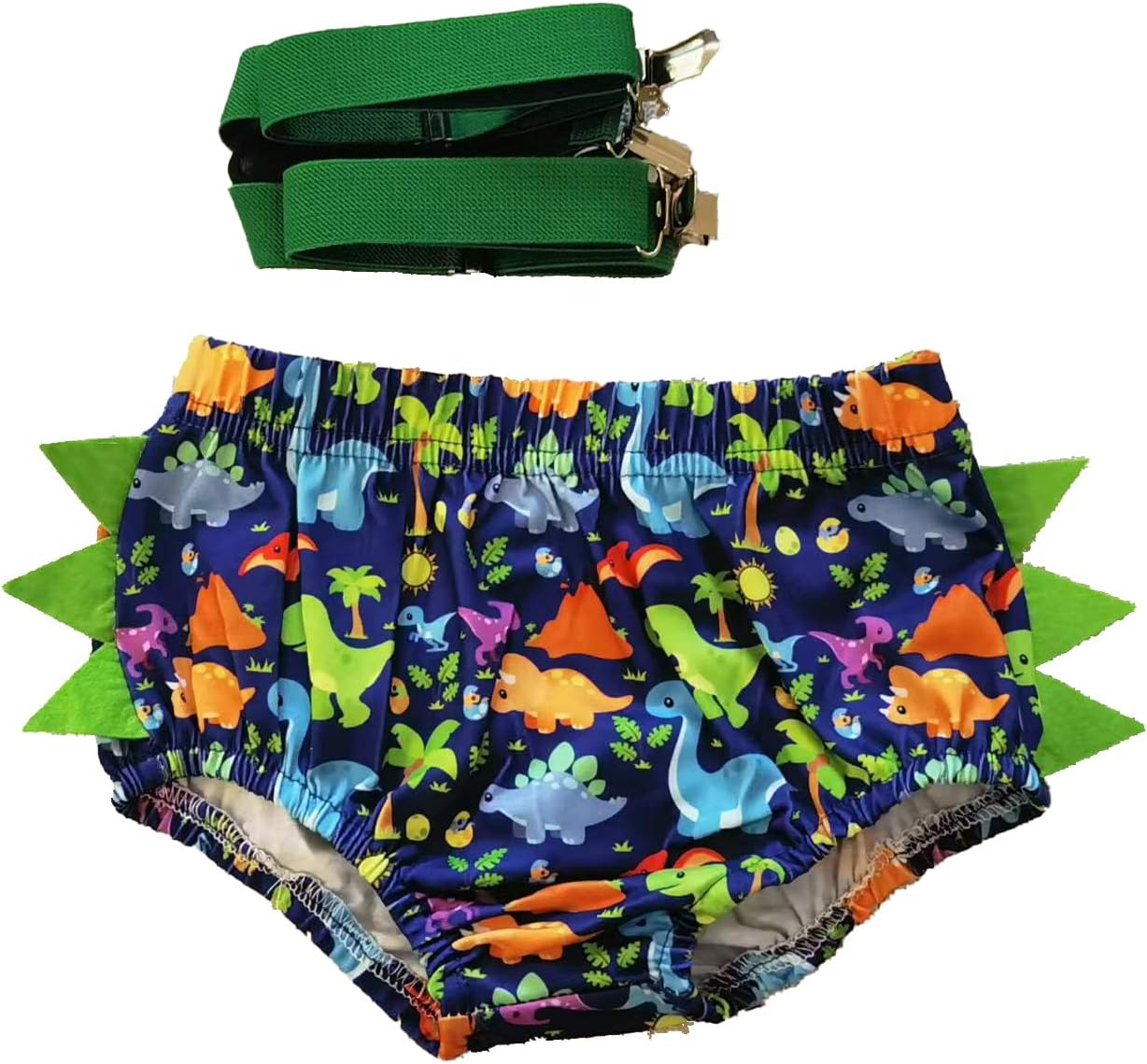 1st Birthday Baby Boys Dinosaur Romper Shorts Set