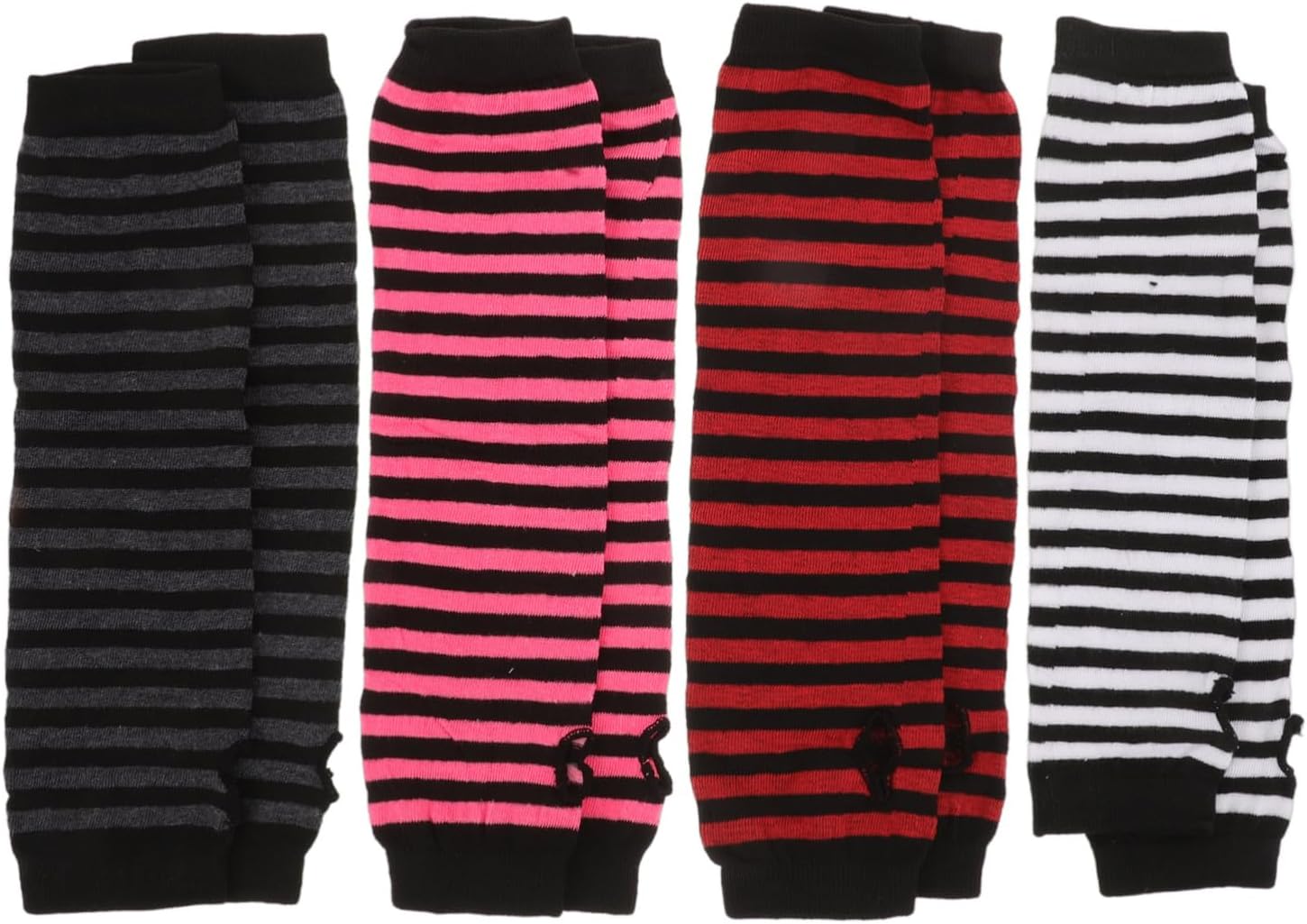 Winter Long Fingerless Gloves for Women with Stripe Design