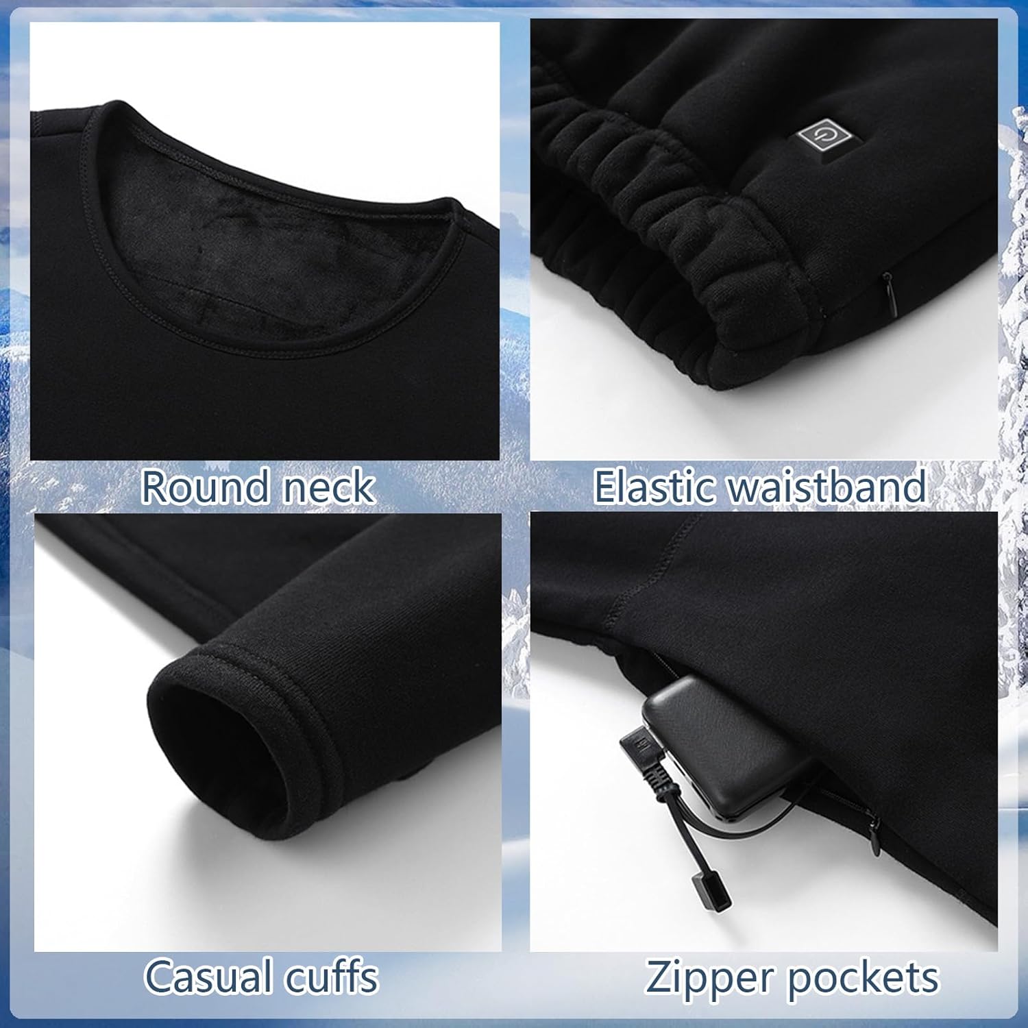 YANYNGS USB Heated Top Womens -16 Heating Zones - Warming for Cold Winters