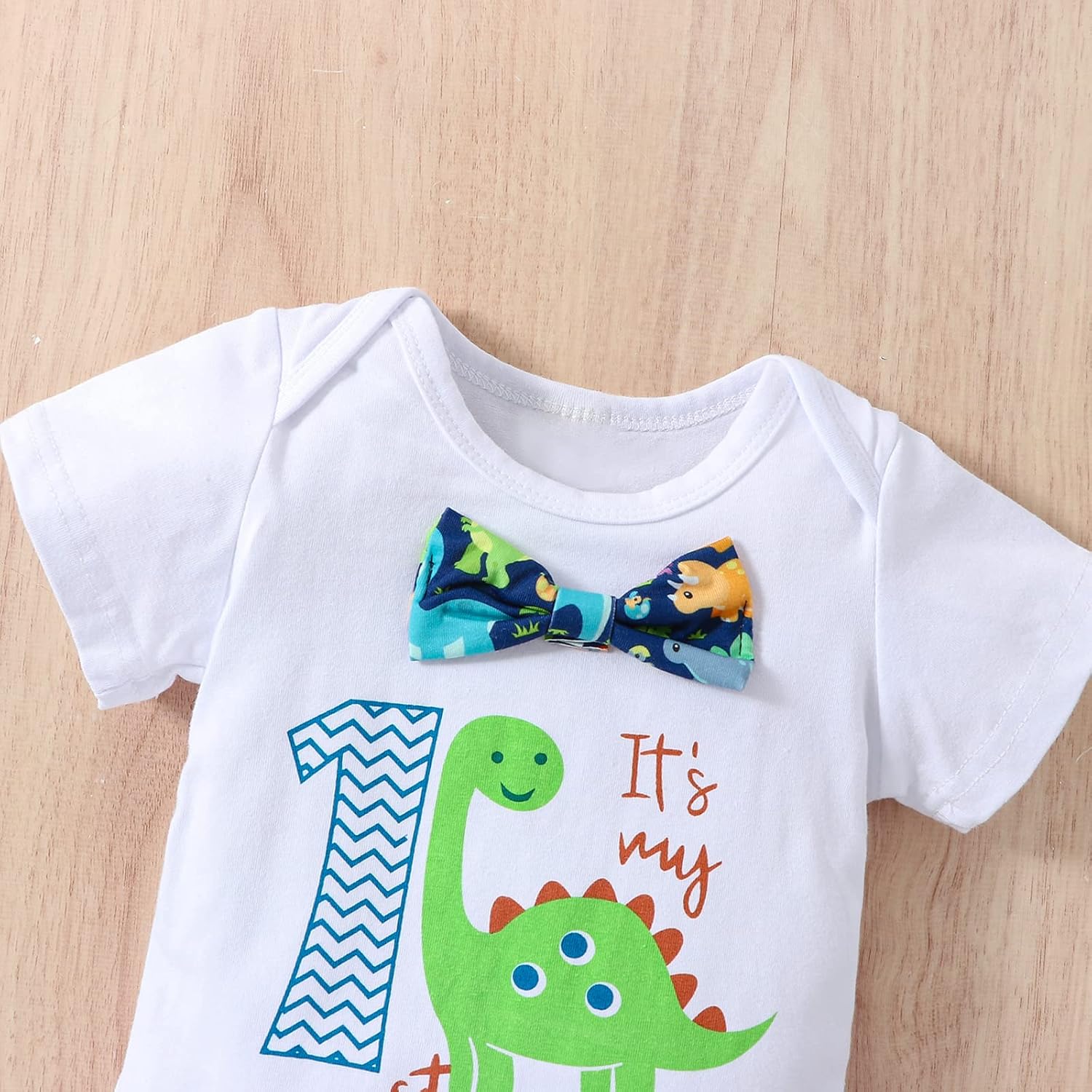 1st Birthday Baby Boys Dinosaur Romper Shorts Set