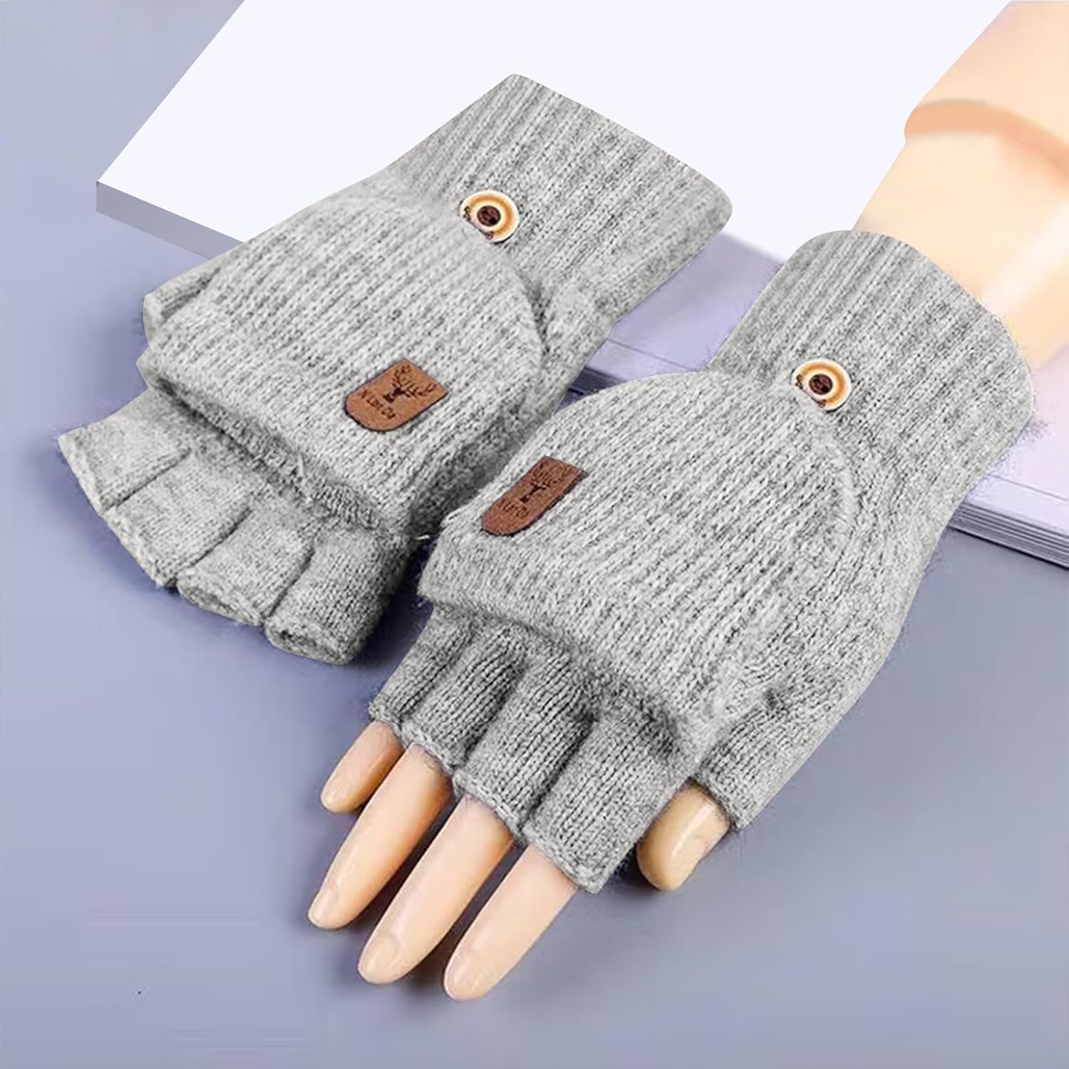 Winter Fingerless Gloves for Men Women Kids