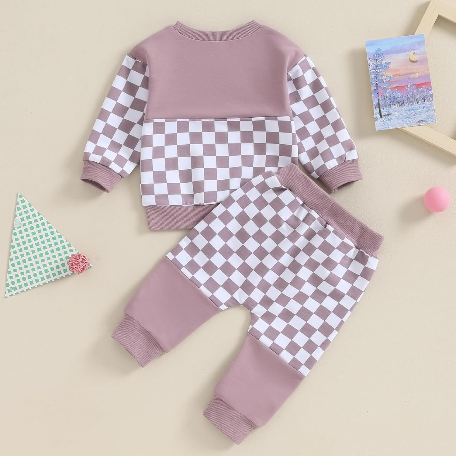 Toddler Baby Checkered Plaid Clothes Set 2Pcs
