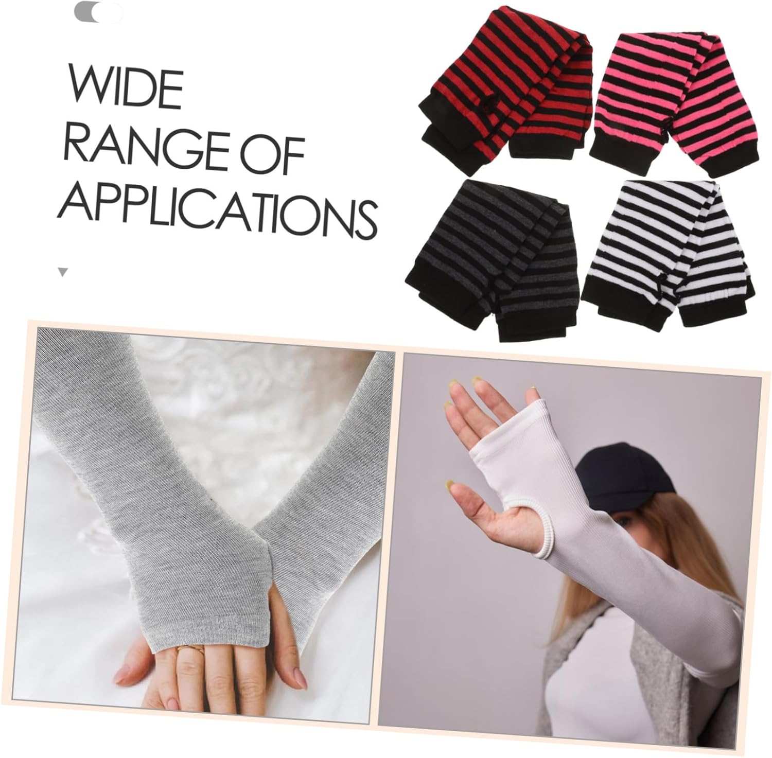 FOMIYES Stripe Fingerless Gloves for Women Tech Warm