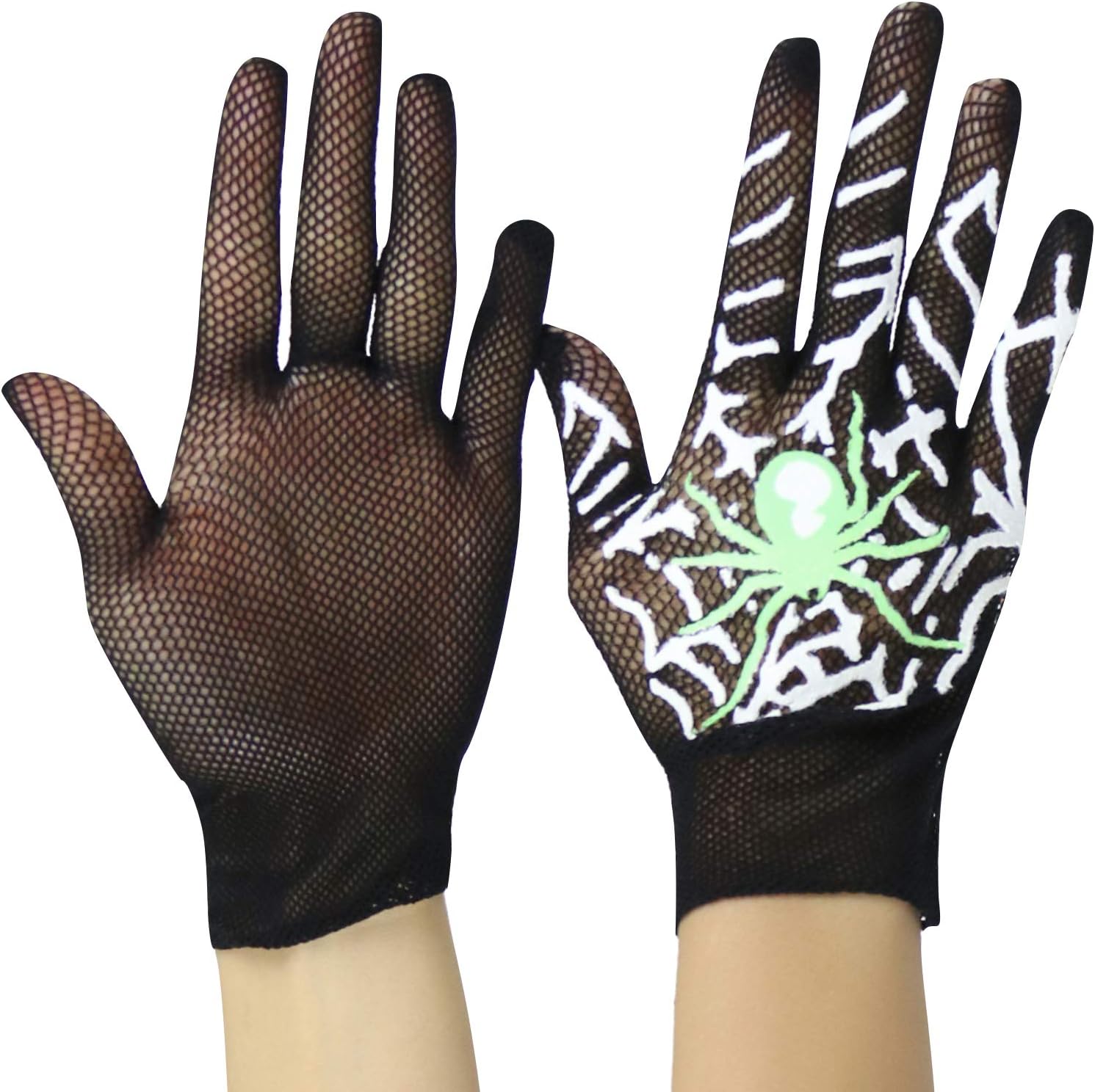 ToBeInStyle Halloween Skeleton Fishnet Gloves Spooky Comfortable