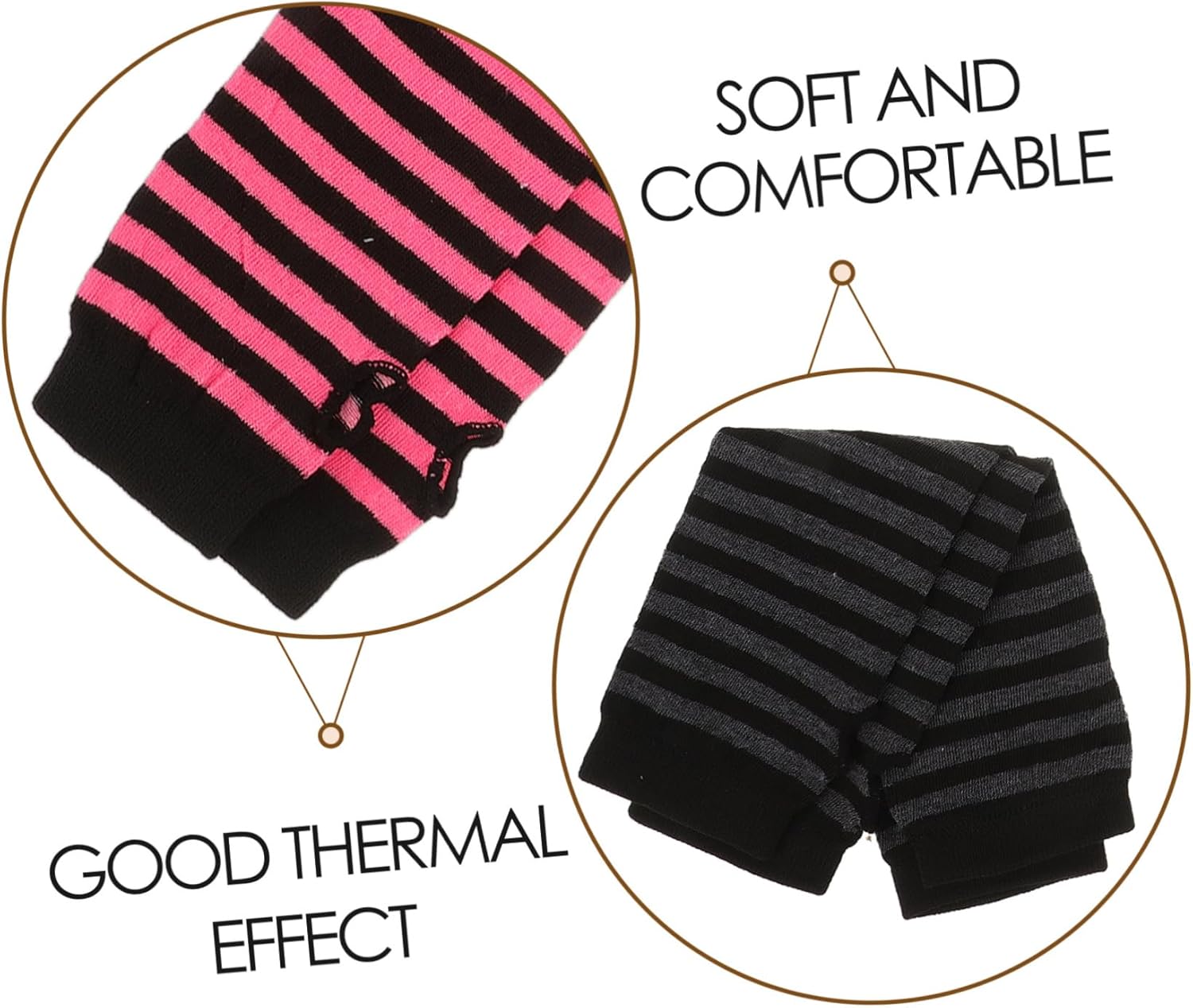Cute Striped Fingerless Gloves Long Arm Warmers for Women Winter Protection