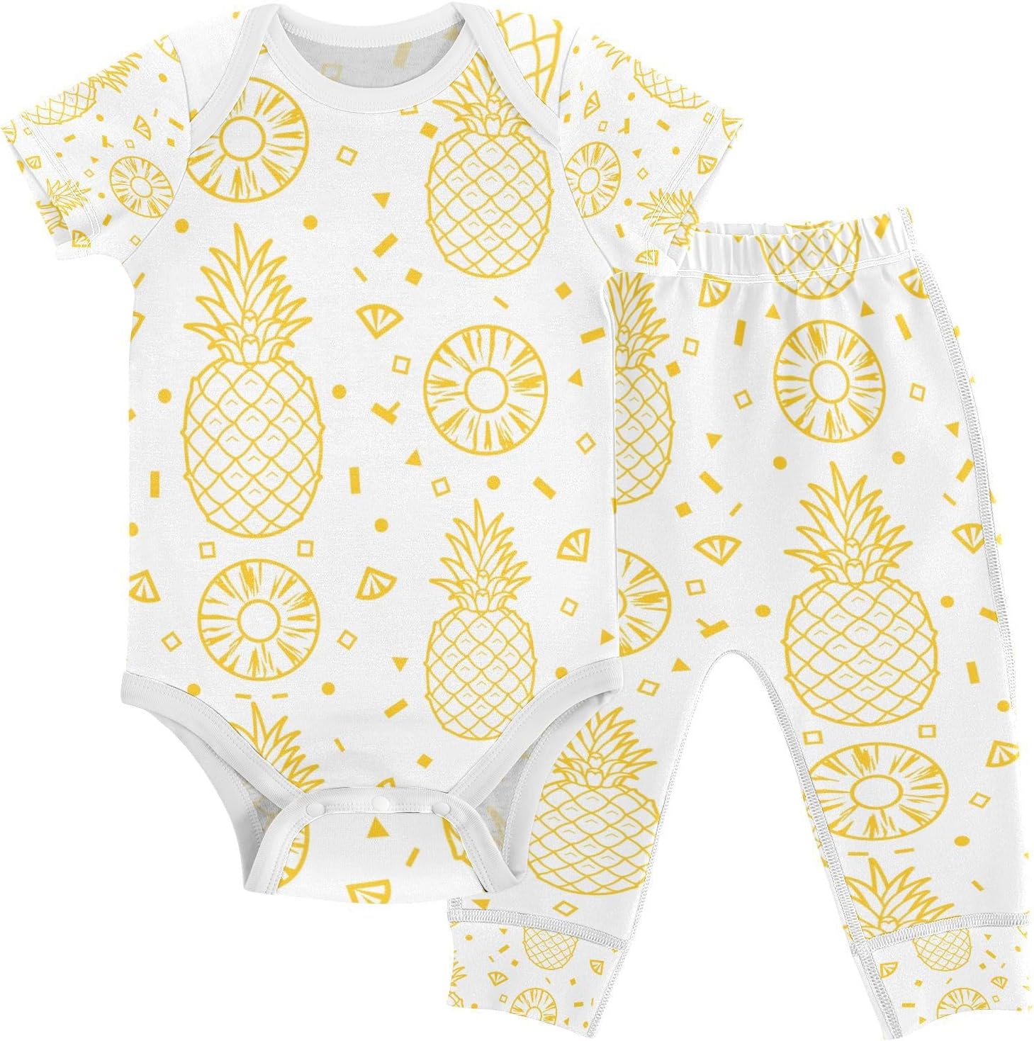 KICPOAY Baby clothing set - 0-24 months yellow fruits pineapples