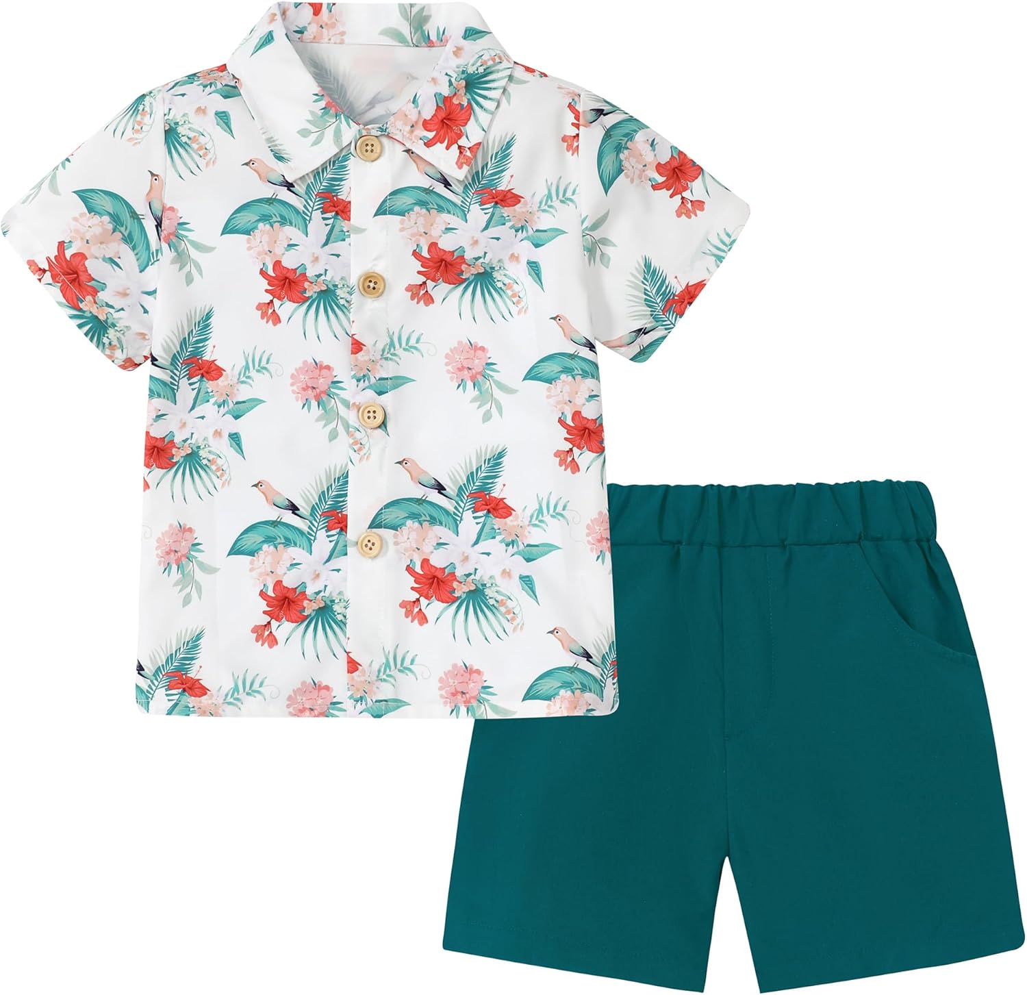 Flamingo Hawaiian Toddler Boy Outfit - Summer Beach Series