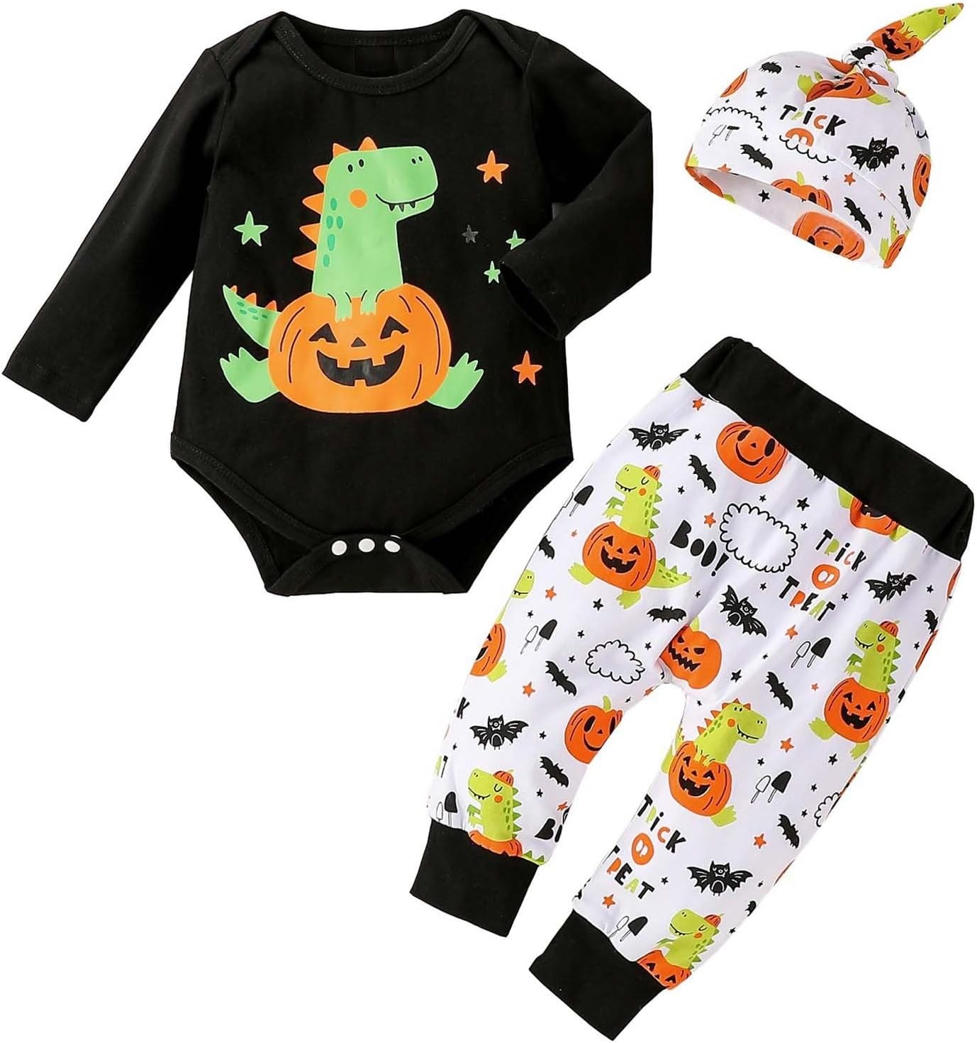 Infant Halloween pumpkin print Romper Set for Boys Girls
