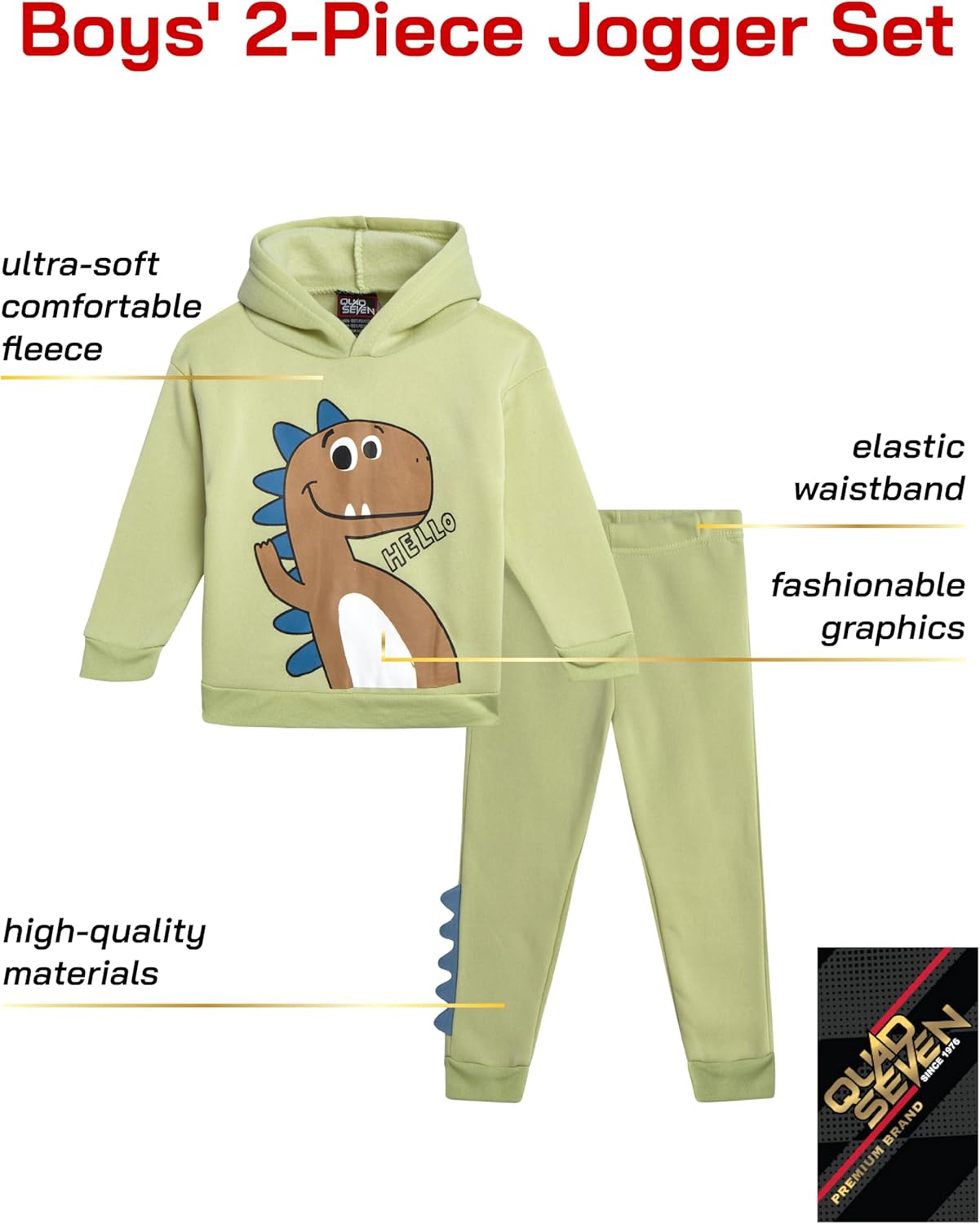 Toddler Boys Cozy Dinosaurs and Construction Printed Fleece Jogger Set