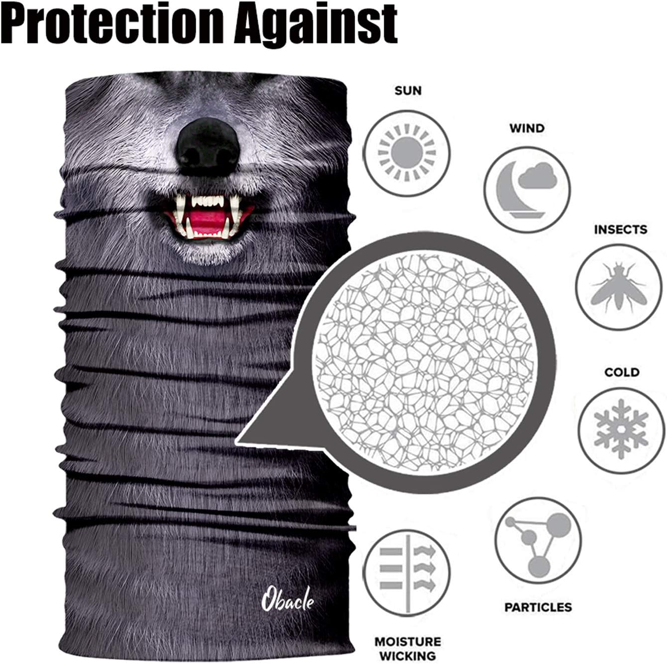 Obacle Animal Face Mask Neck Gaiter for Sun Dust Wind Protection
