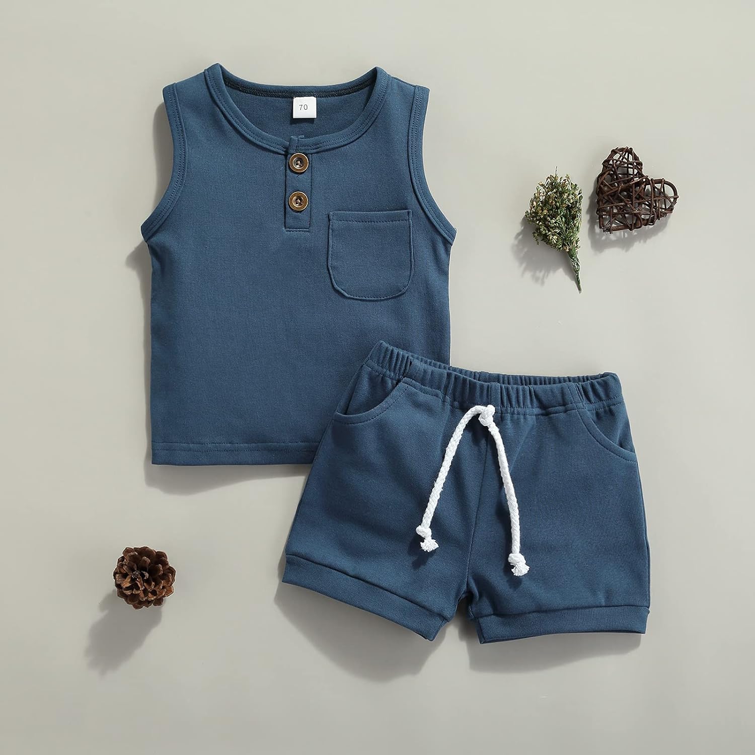 Summer Casual Set for Toddler Boys Cute Stripe Tank Shorts