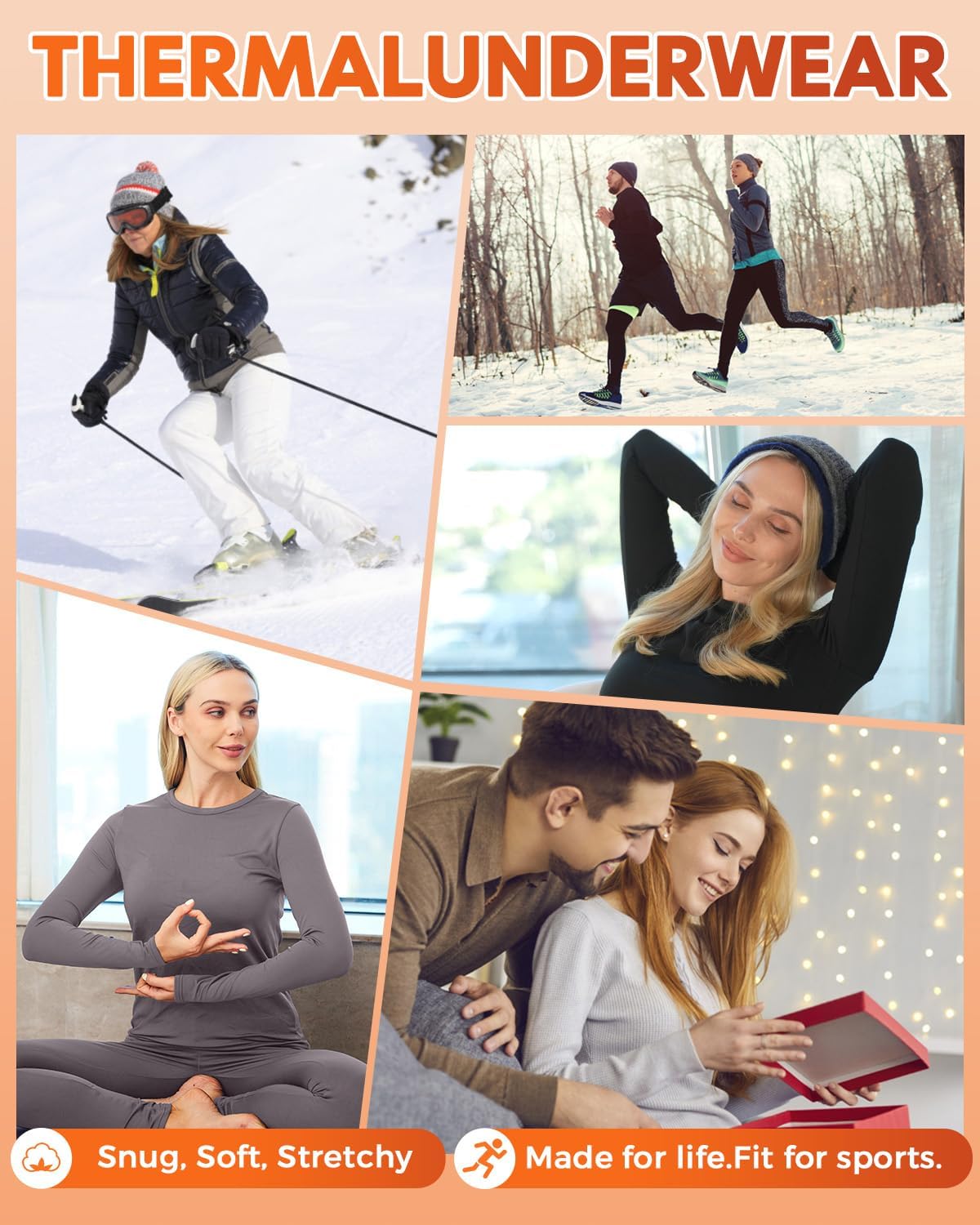 CL Convallaria Womens Thermal Underwear Set - Warm Comfortable and Stylish
