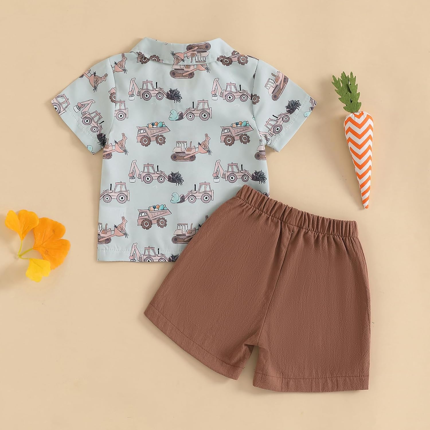 NIBBCOA Toddler Easter Set - Button-Up Shorts with Bowtie