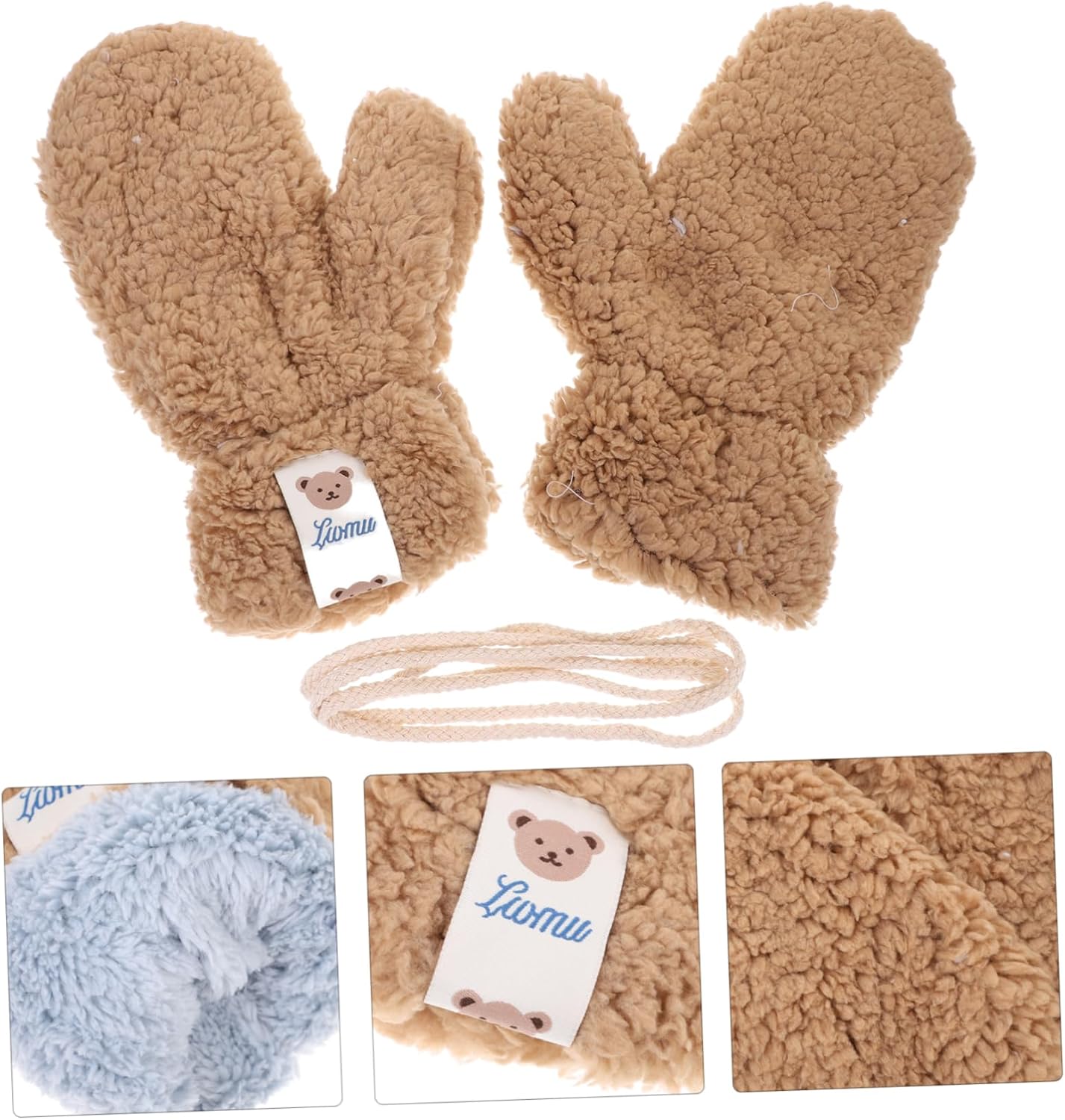Cute WOFASHPURET Cartoon Winter Plush Mittens for Thickened Thermal Gloves