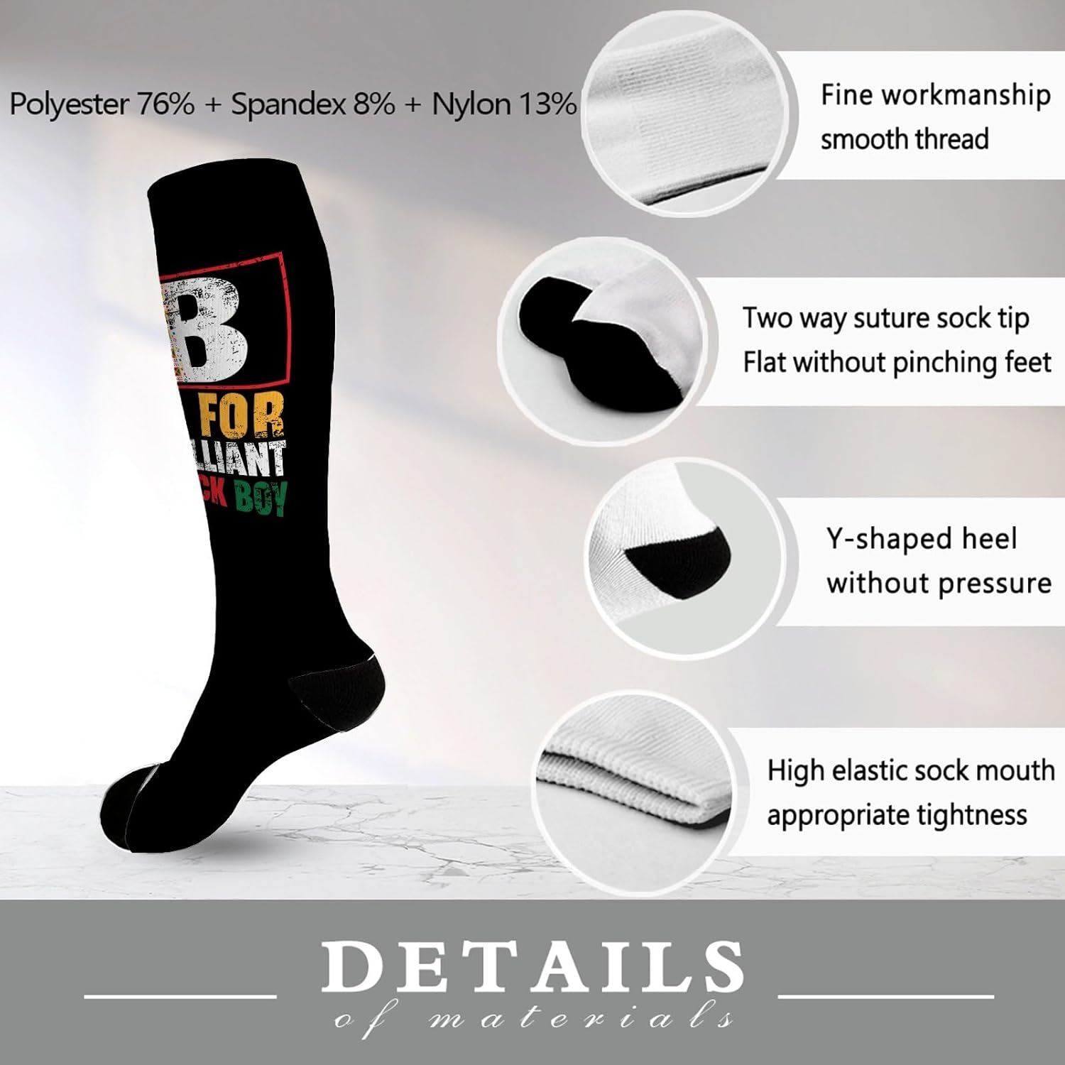 B Is for Boy Black History Months Long Socks