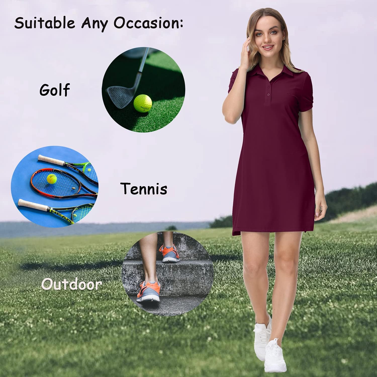 JINSHI Womens Slim Golf Dress