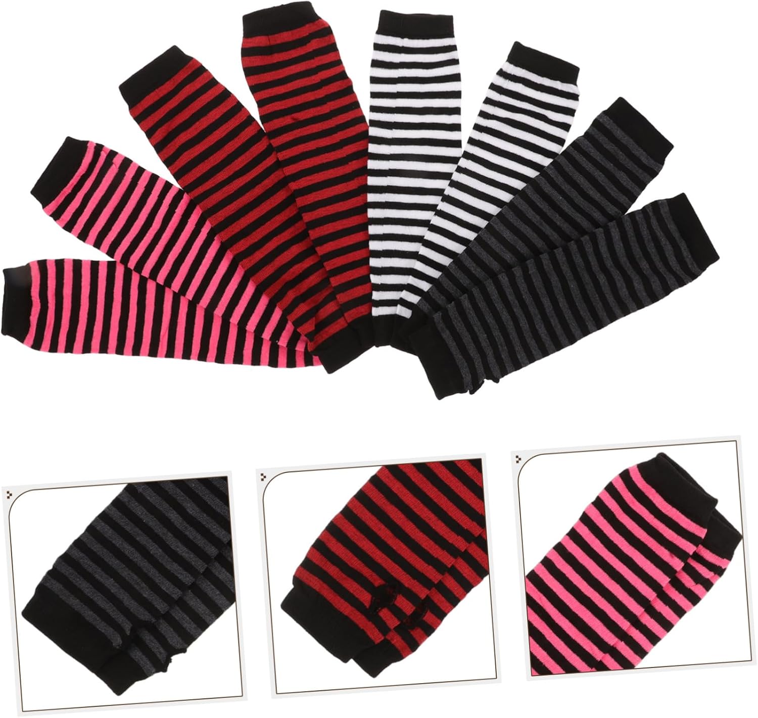 Cute Striped Fingerless Gloves Long Arm Warmers for Women Winter Protection