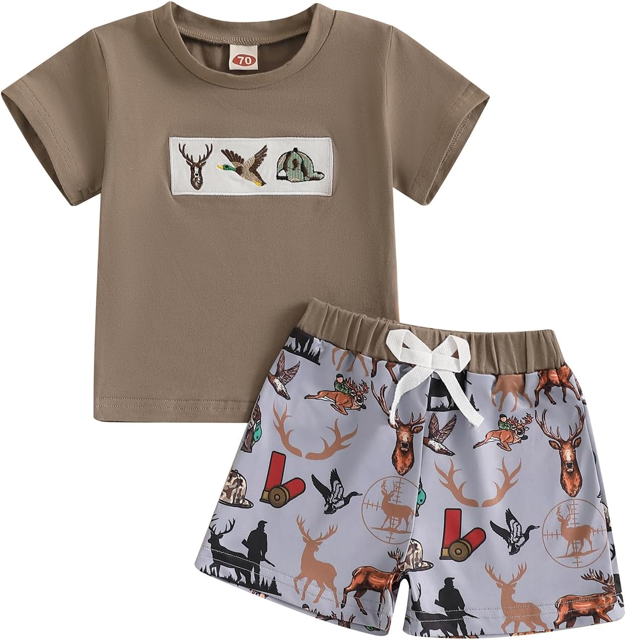 TODDLER BOY SUMMER OUTFIT HUNTING HUNTING DUCK DEER STDX CLOTHES SET