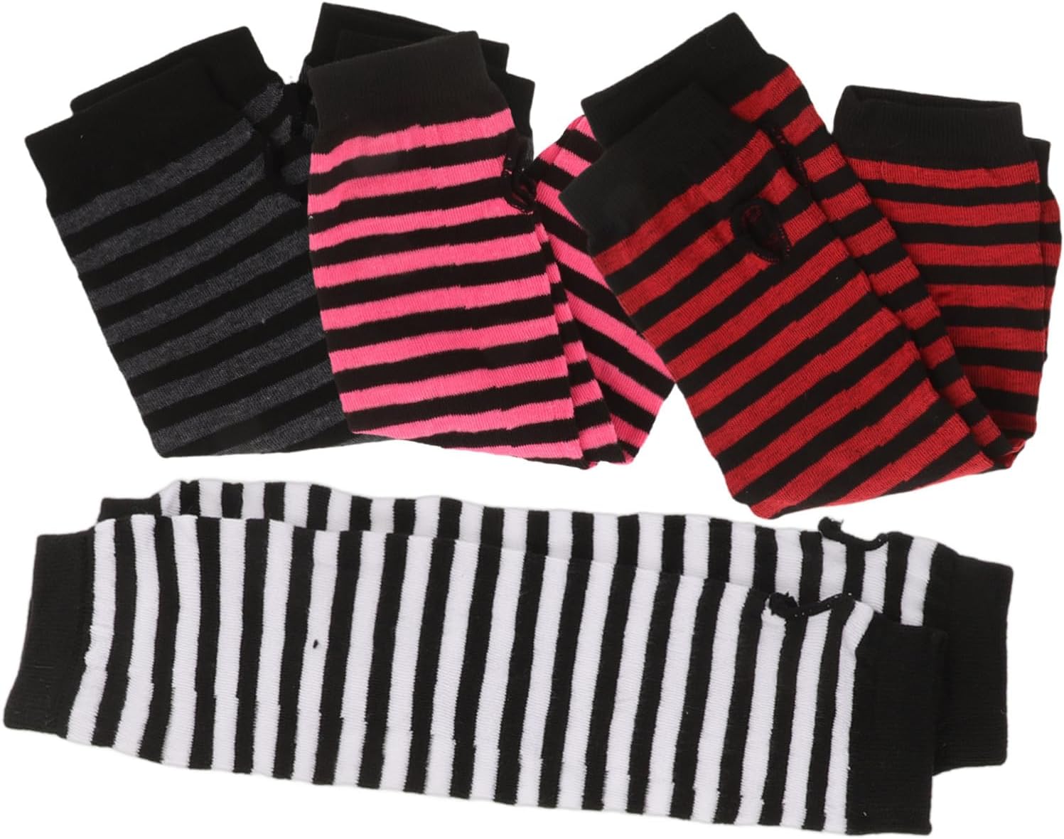 Cute Striped Fingerless Gloves Long Arm Warmers for Women Winter Protection
