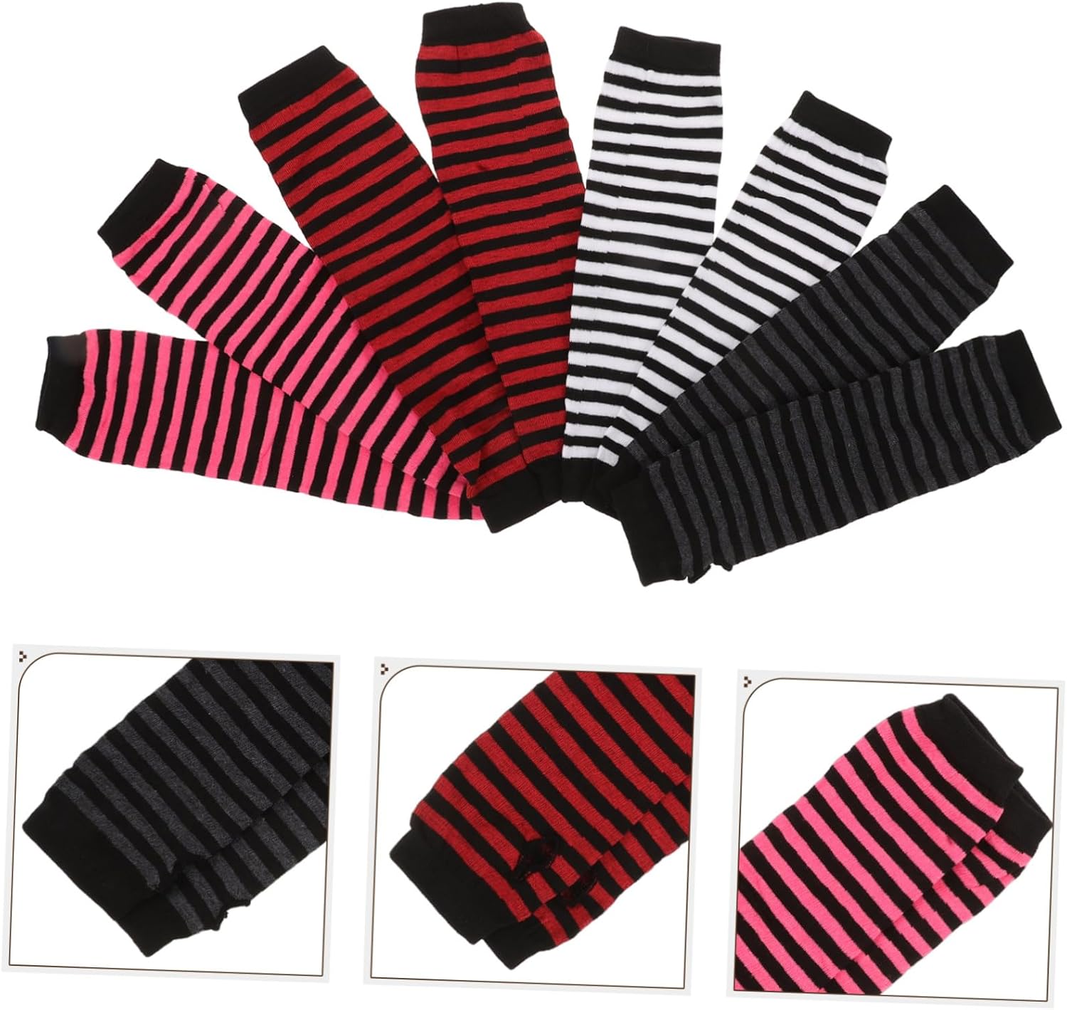 FOMIYES Stripe Fingerless Gloves for Women Tech Warm