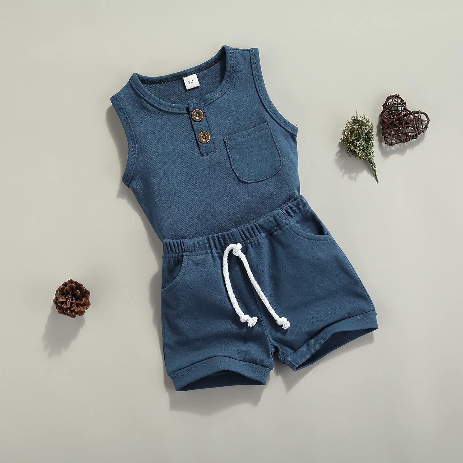 Summer Casual Set for Toddler Boys Cute Stripe Tank Shorts