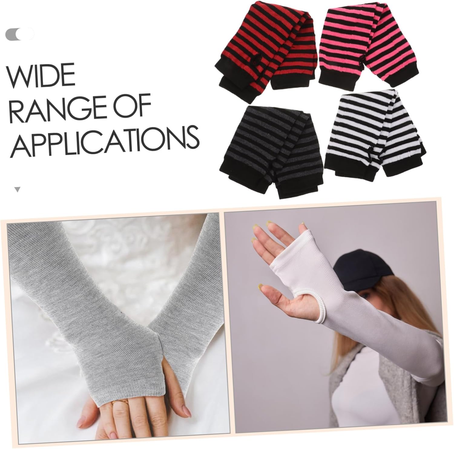 FRCOLOR Women Striped Fingerless Gloves for Winter 1