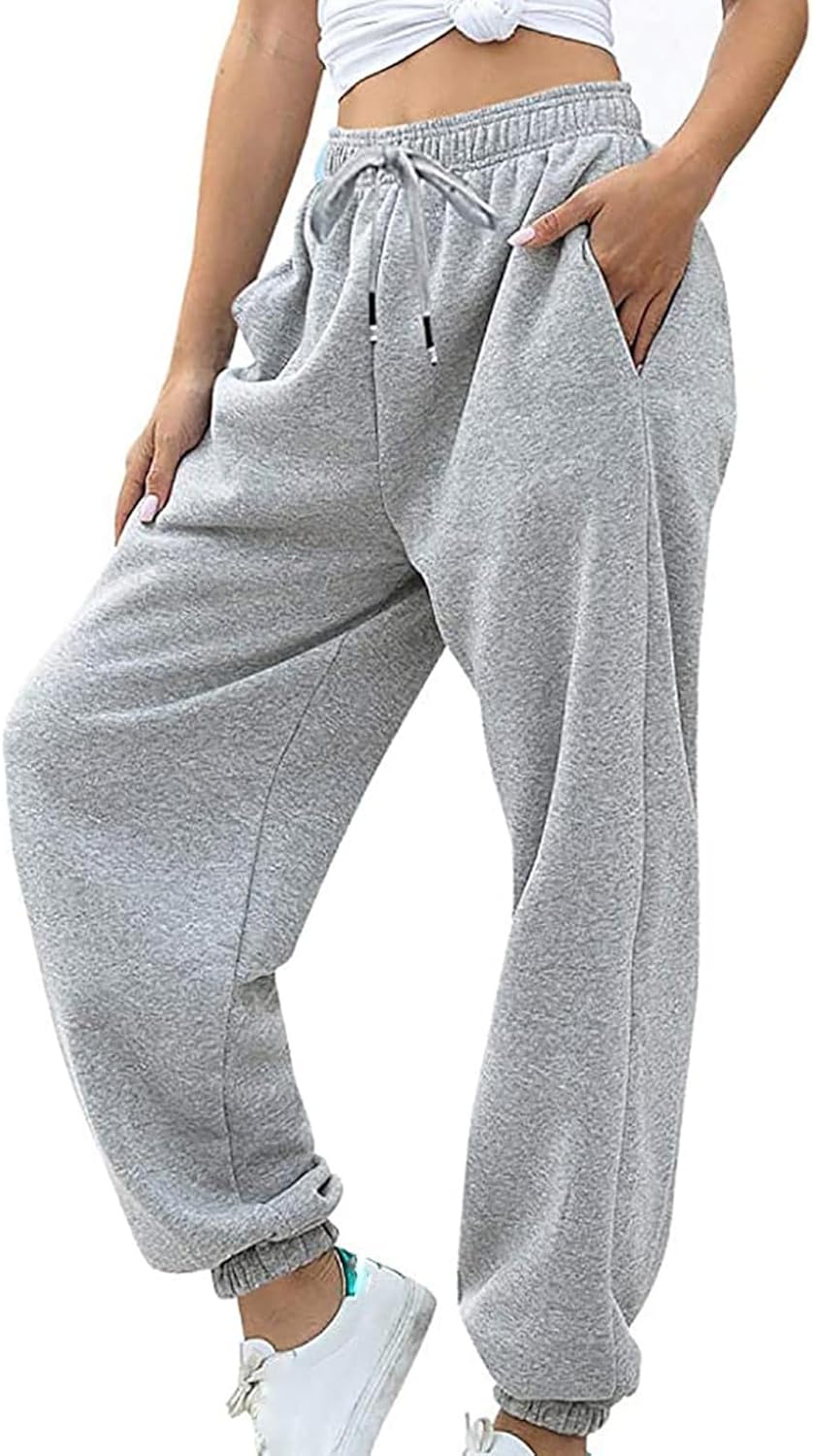 EOPUING 2025 Fashion Womens Baggy High-Waisted Workout Sweatpants