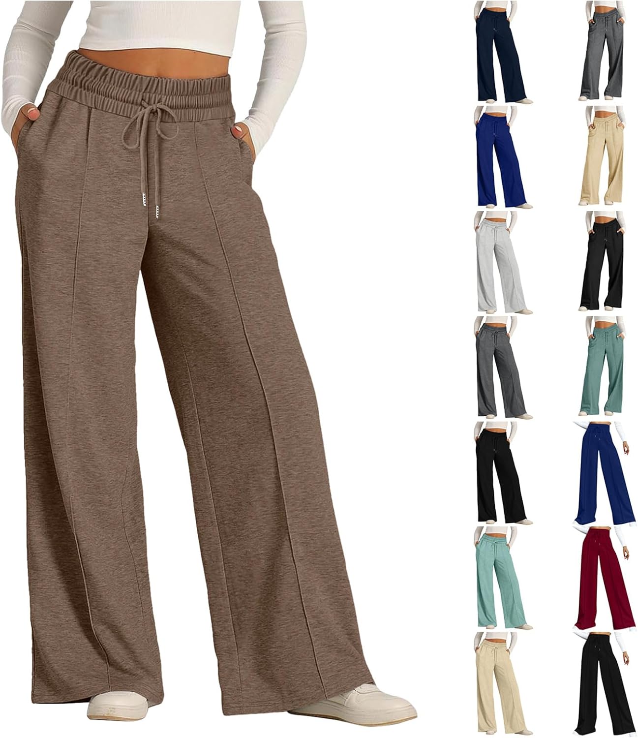 Premium Extra Wide Leg Sweatpants Elastic Drawstring Low Waist