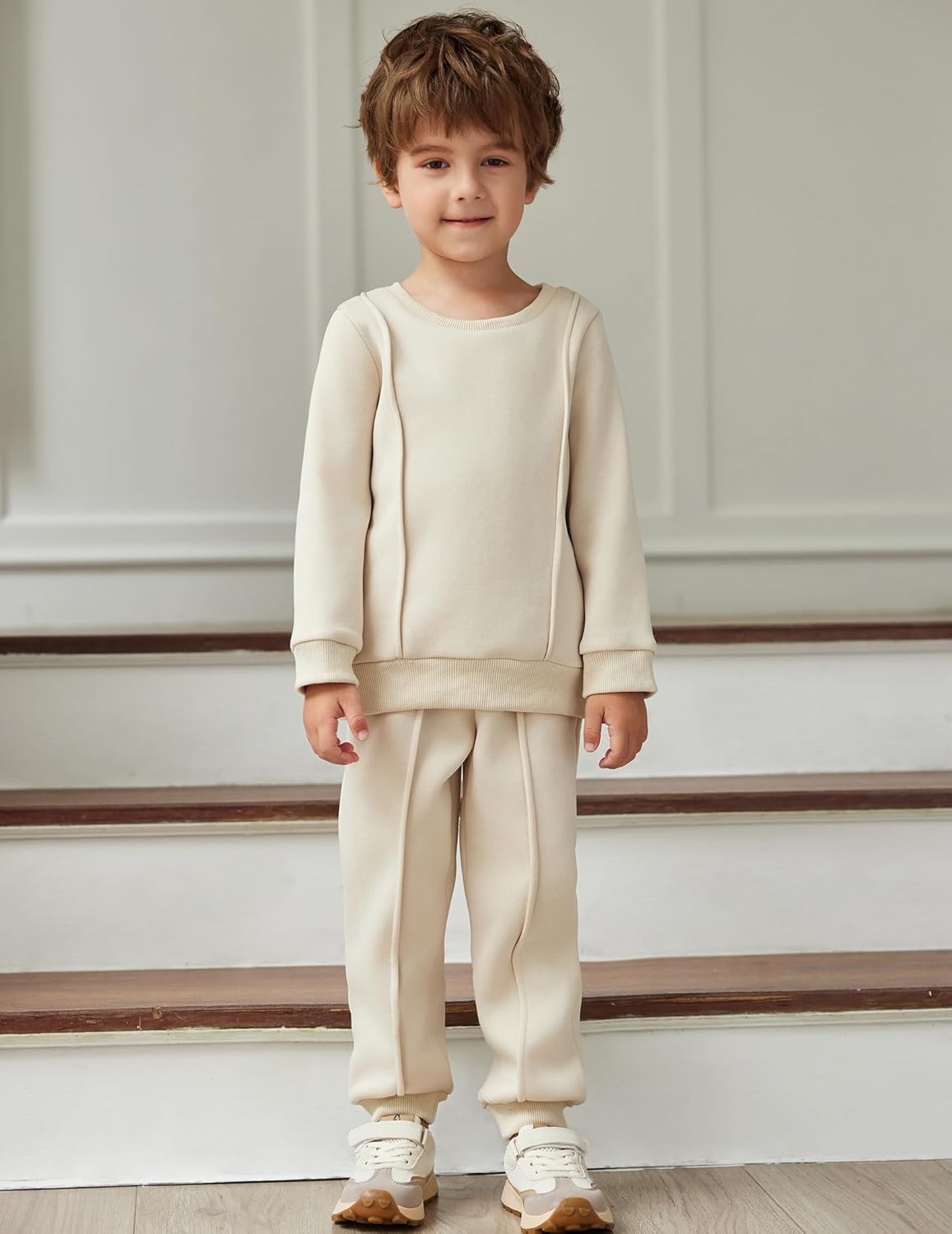 Arshiner Boys Round Neck Long Sleeve Sweatshirt Pants Set - Toddler FallWinter Clothes