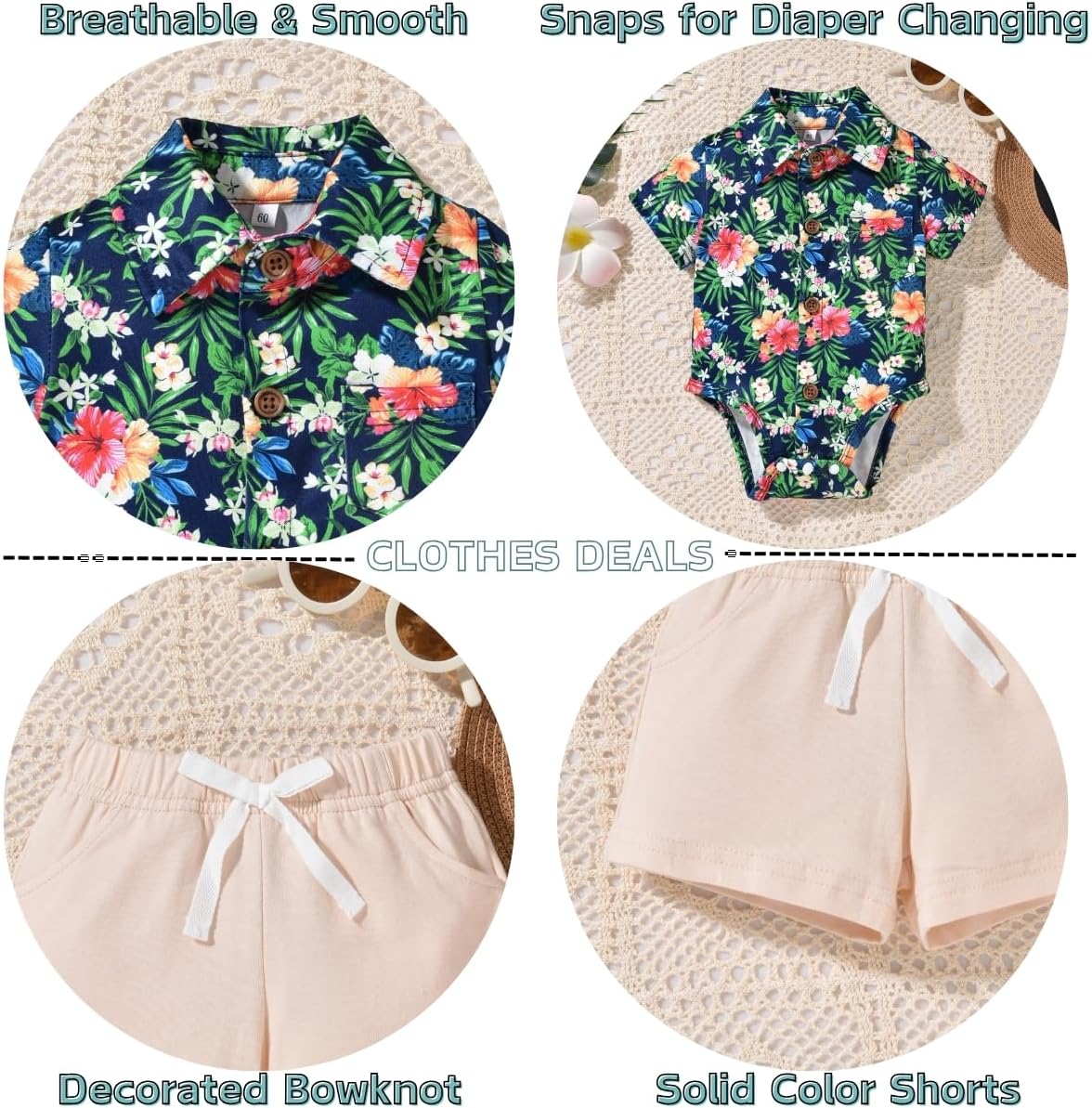 Baby Boy Hawaiian Romper Shorts Set