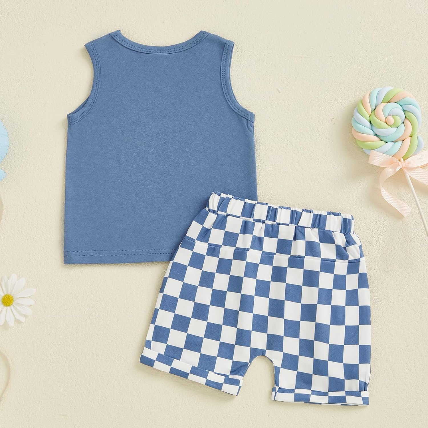 Toddler Boy Summer 2Pcs Checkered Outfit