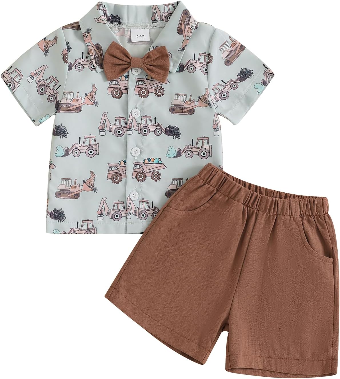 NIBBCOA Toddler Easter Set - Button-Up Shorts with Bowtie