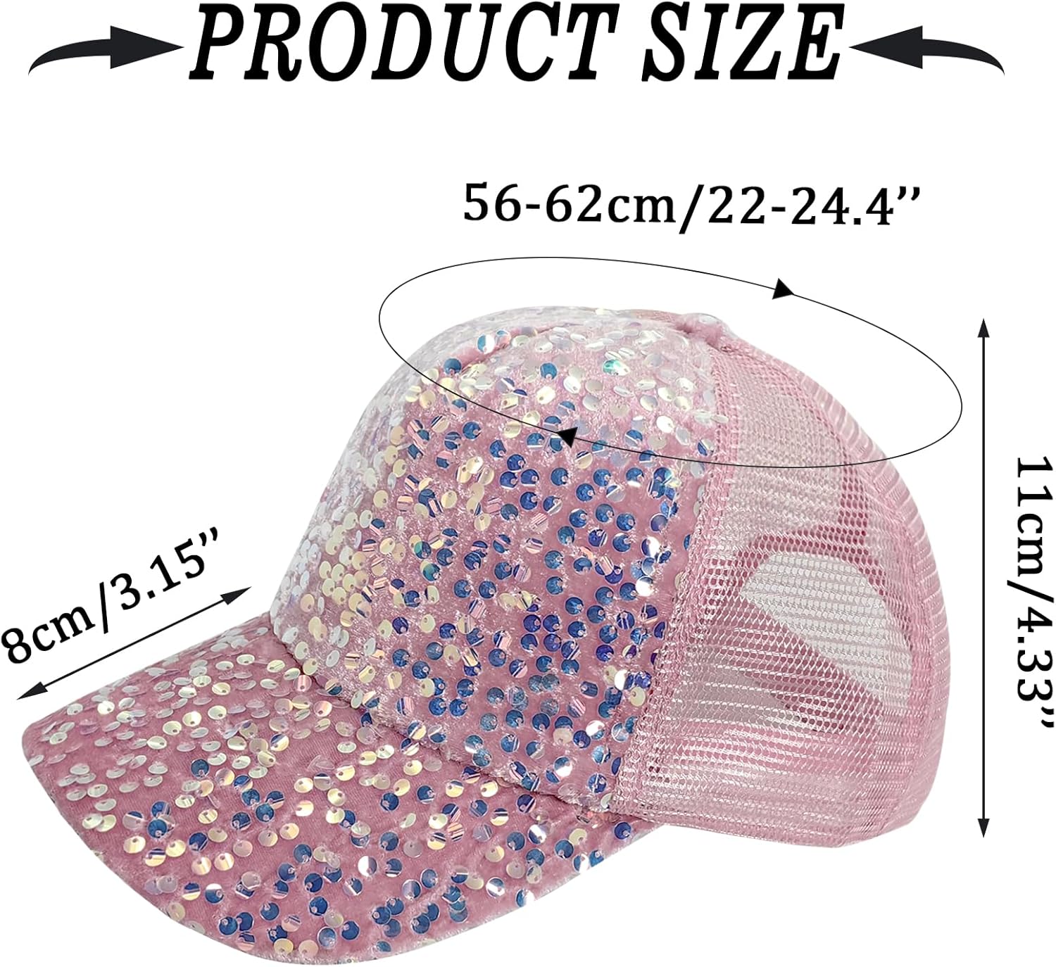 BLING BASEBALL CAP FOR WOMEN MEN SEQUIN SPARKLE DESIGN FOR DISCO PARTIES