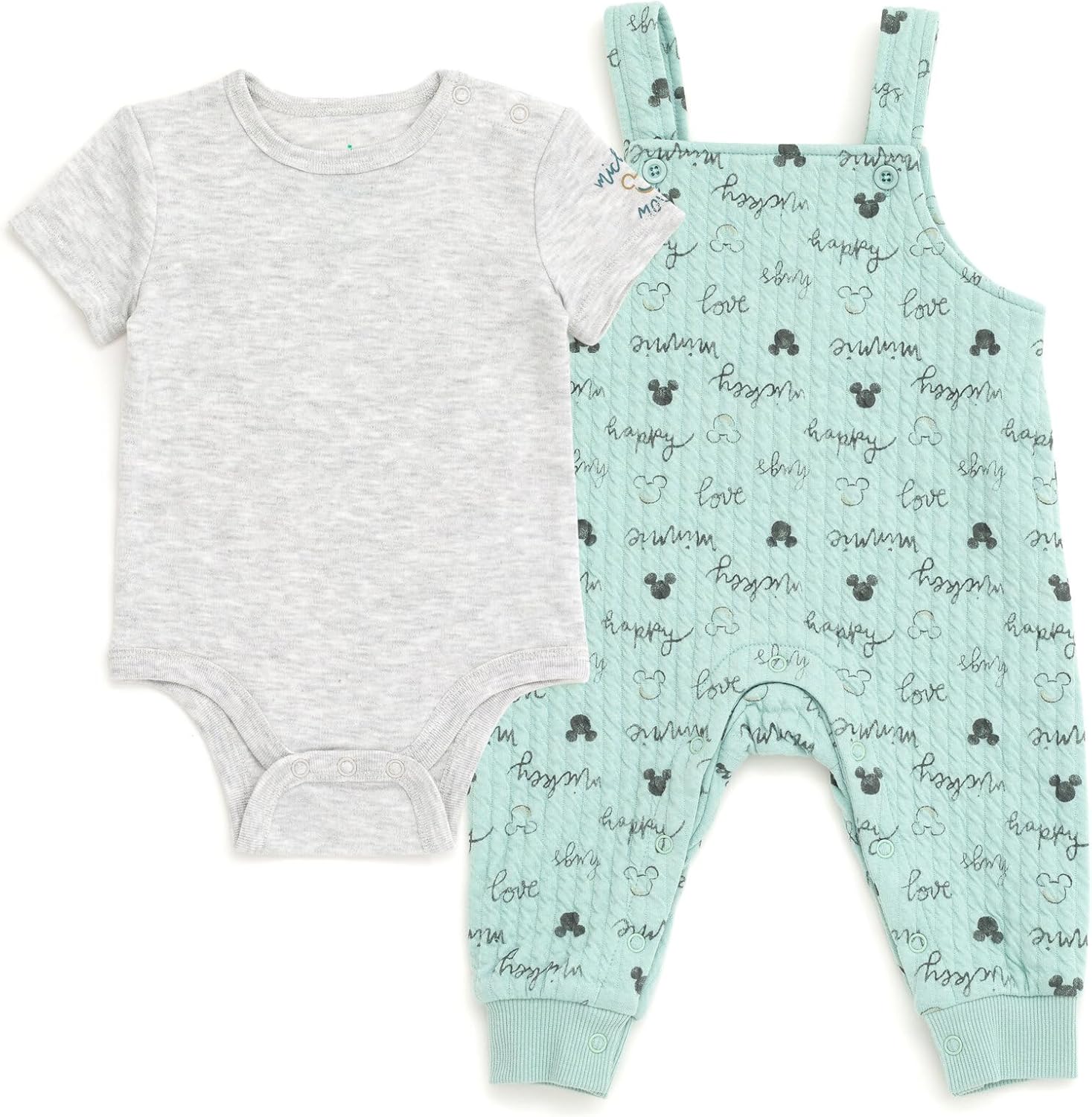 Disney Minnie Mouse and Mickey Mouse Baby Bodysuit and Overall Set