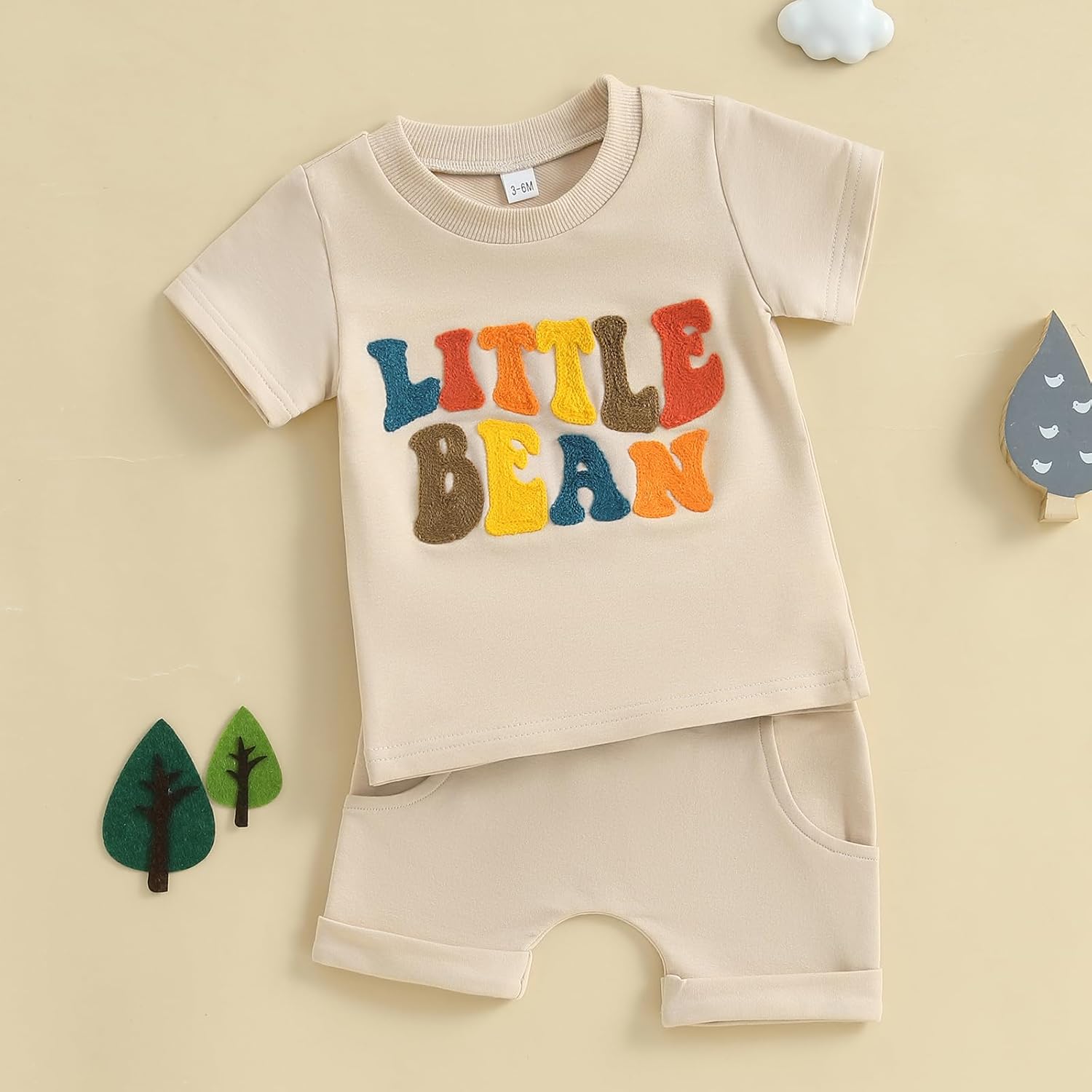 GinEvsal Little Bean Toddler Boy Summer Short Sleeve Outfitted