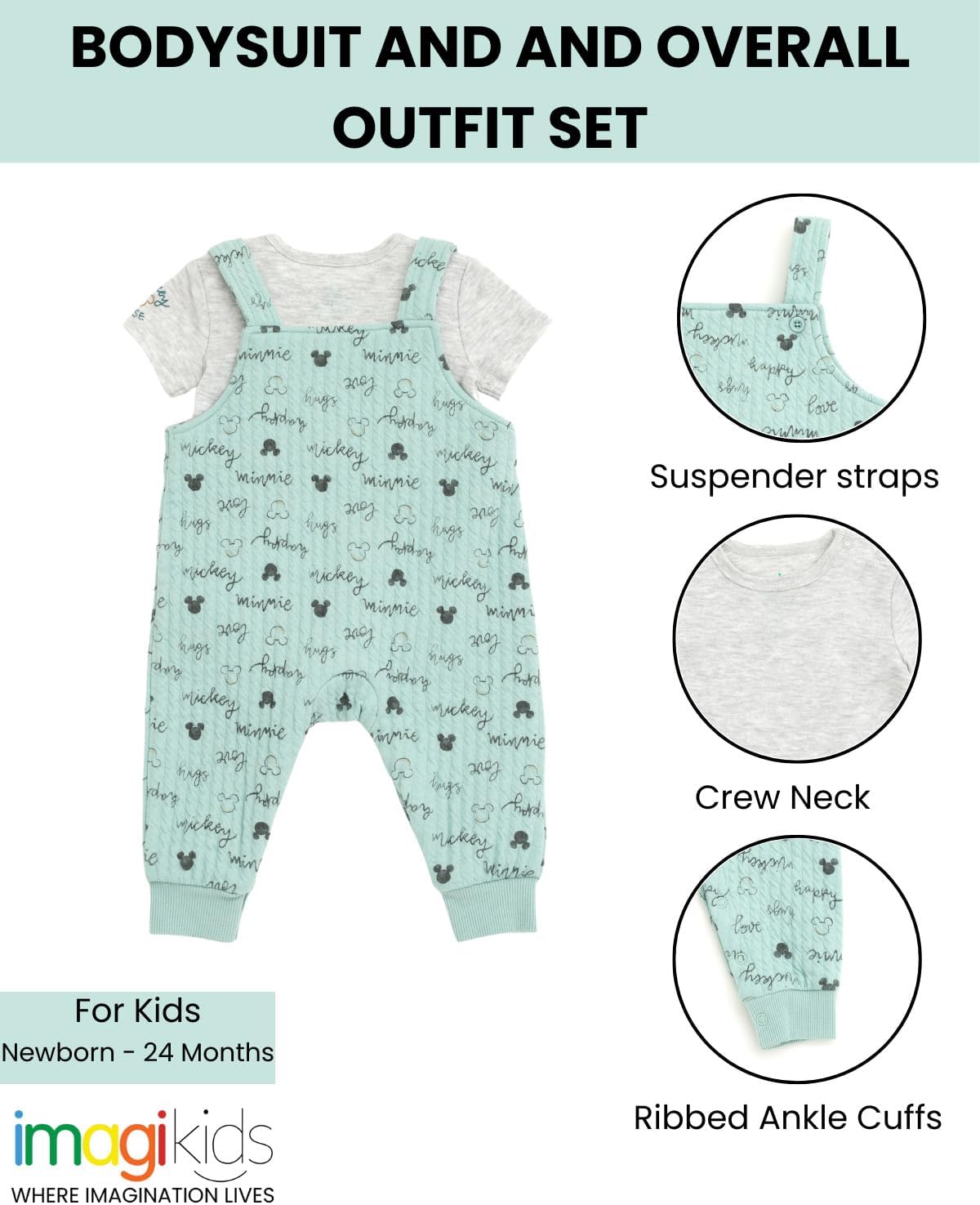 Disney Minnie Mouse and Mickey Mouse Baby Bodysuit and Overall Set