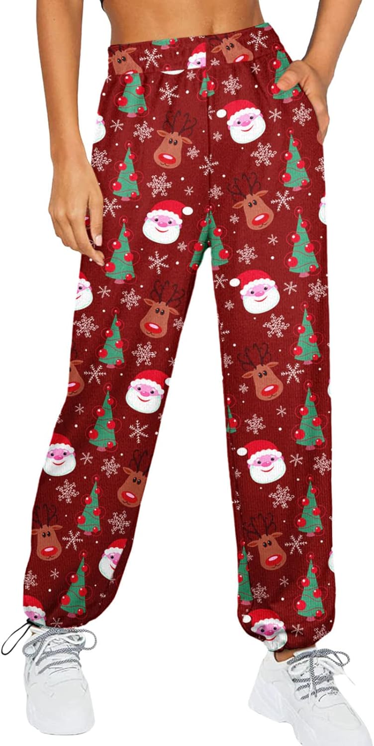 Festive Christmas Pants Women - Overalls with Restrictions High Waist and More