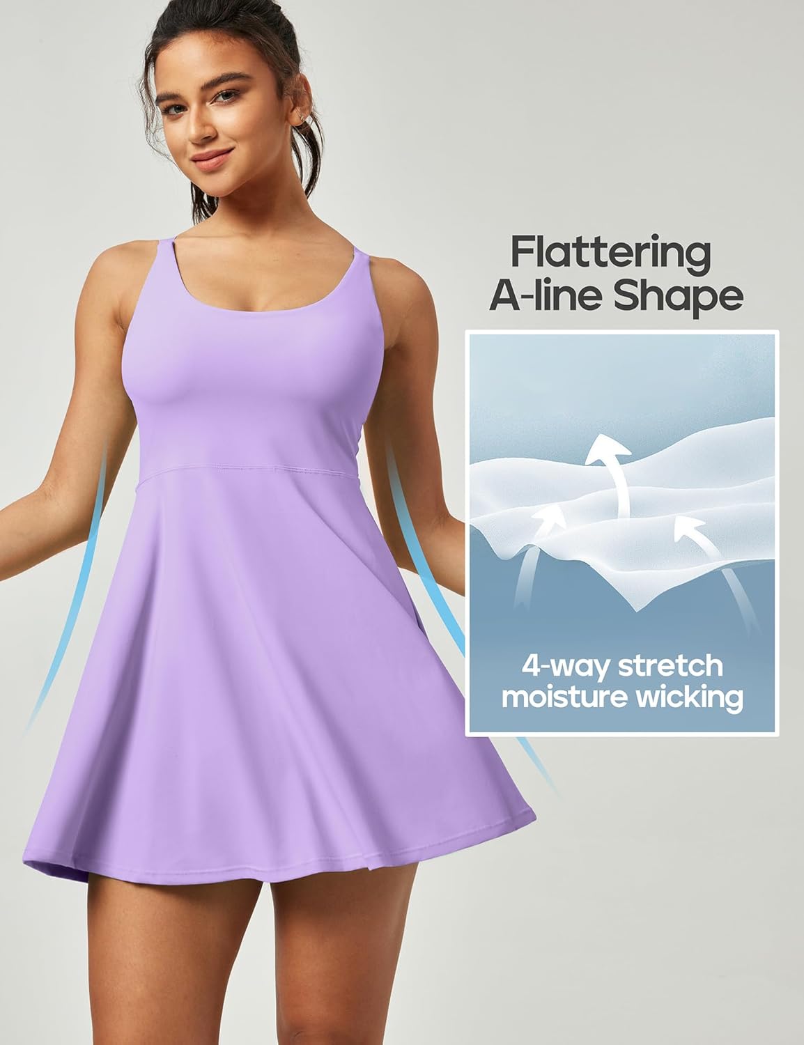 Heathyoga Womens 4-Way Stretch Tennis Dress with Shorts