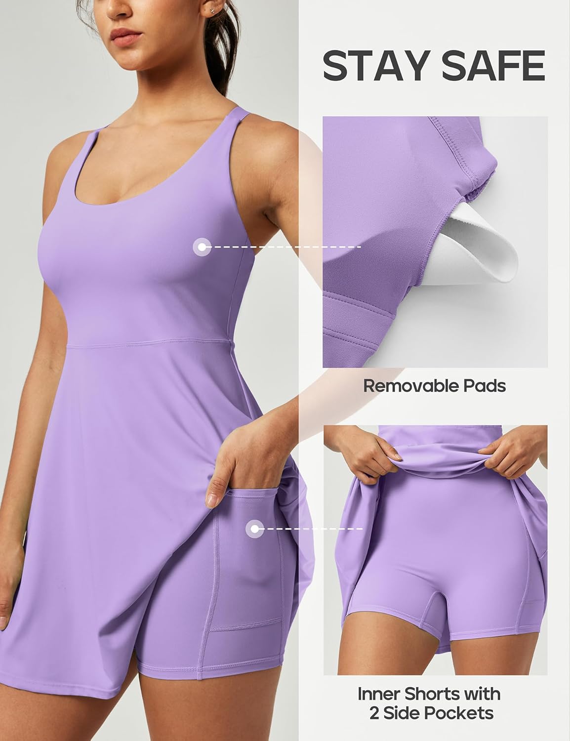 Heathyoga Womens 4-Way Stretch Tennis Dress with Shorts