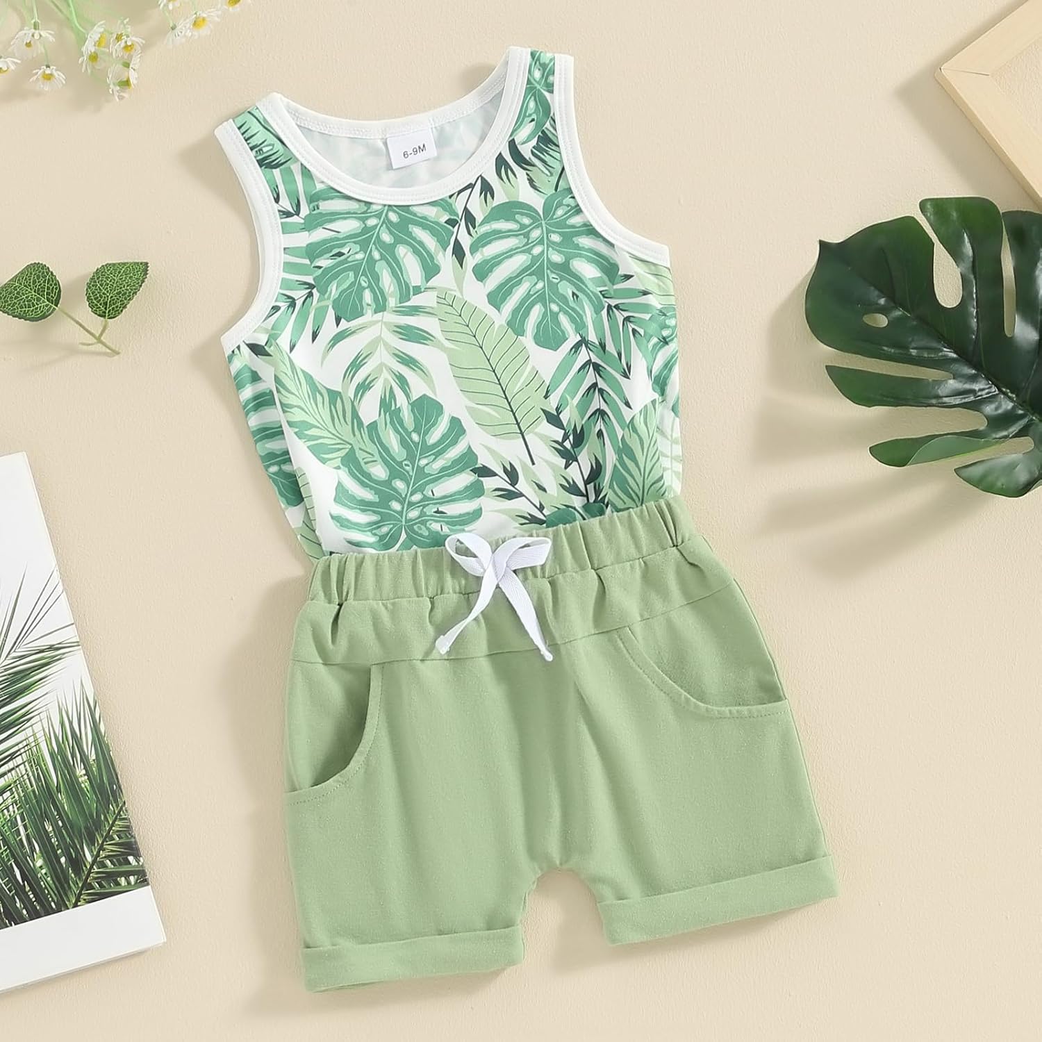 Coconut Print Baby Boy Summer Clothes Set